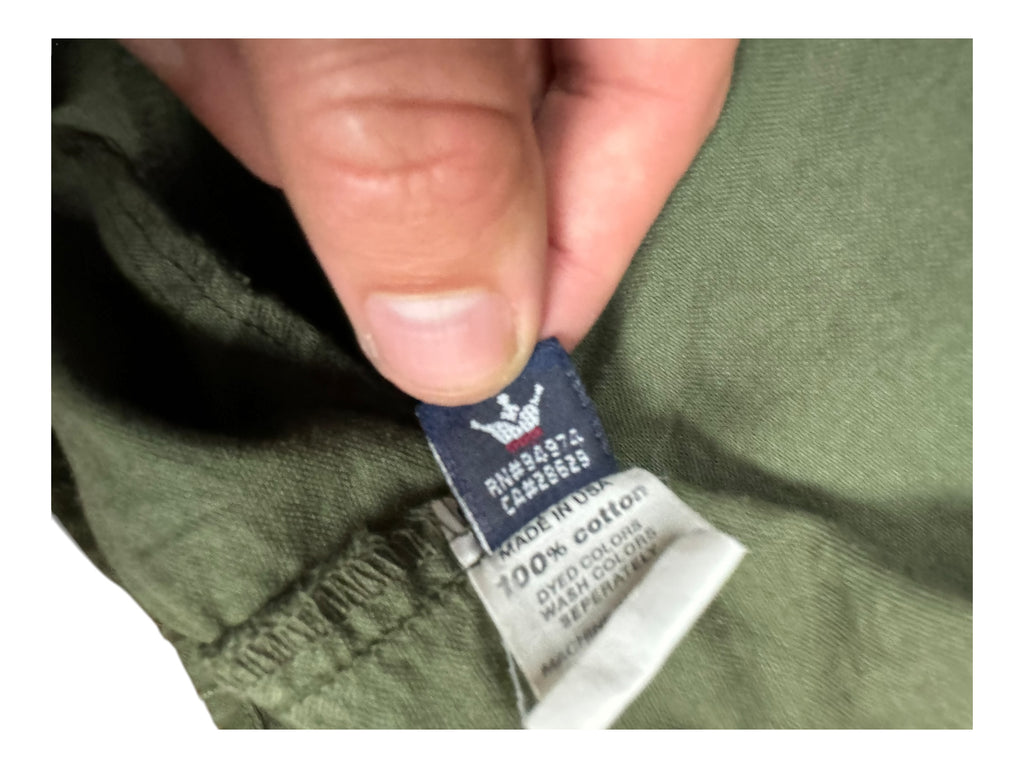 Stussy 90s Green Army Button Up Shirt Size Large