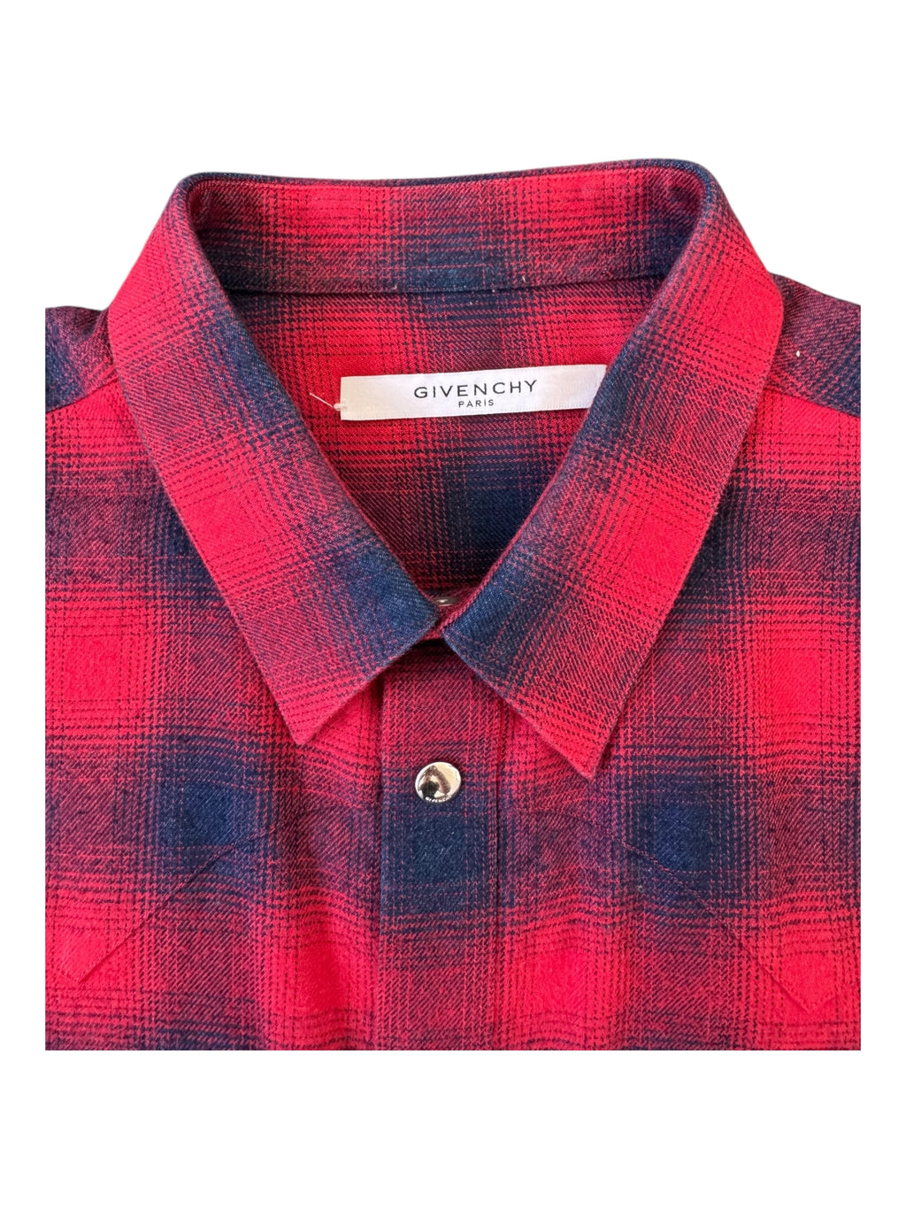 Givenchy Paris Men SZ 39 Mens Large Red Navy Flannel