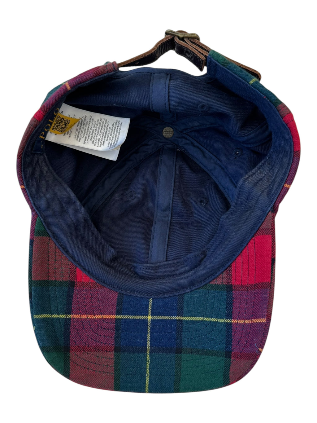 Polo Ralph Lauren Modern Plaid Horses Hat Leather Strapback