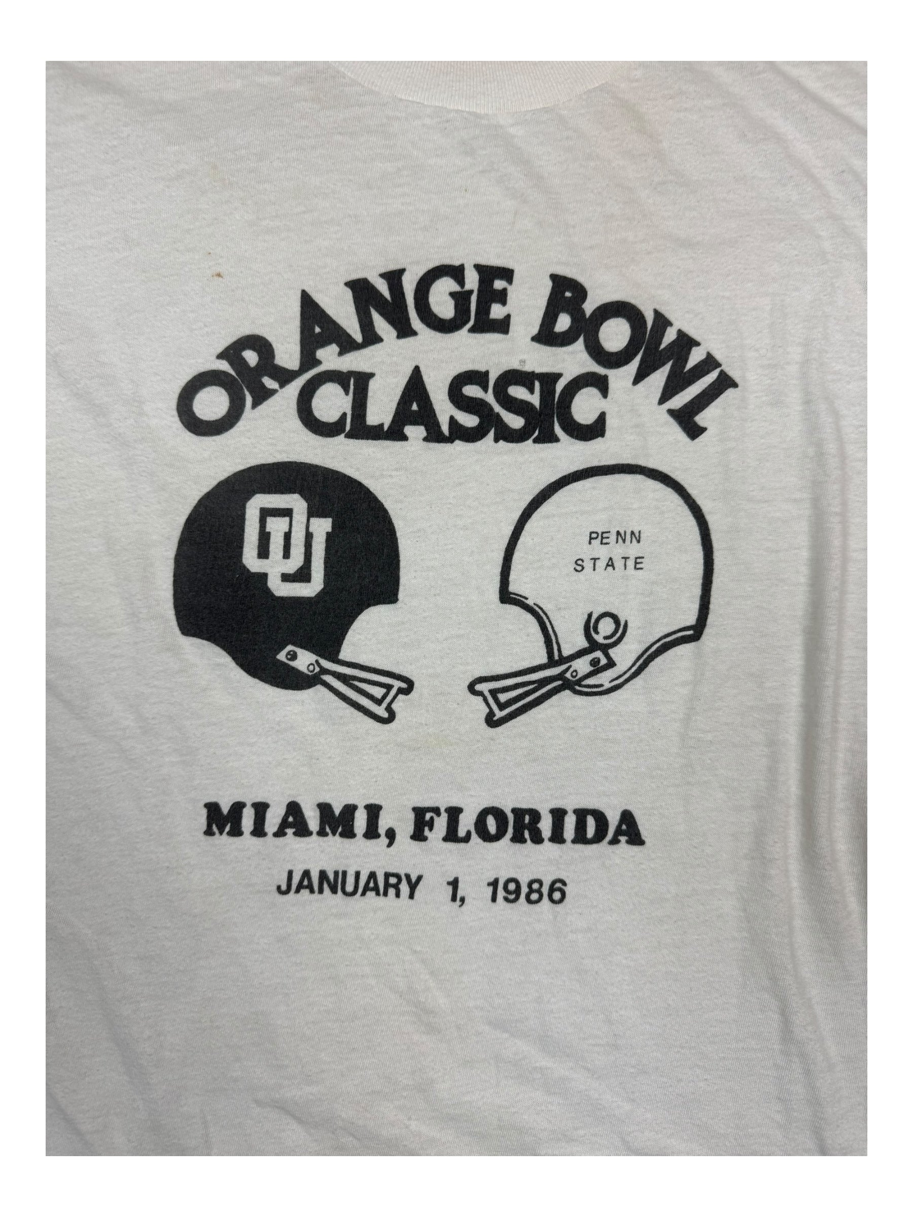 Penn State T-Shirt Orange Bowl Vs. Oklahoma Sooners 1986