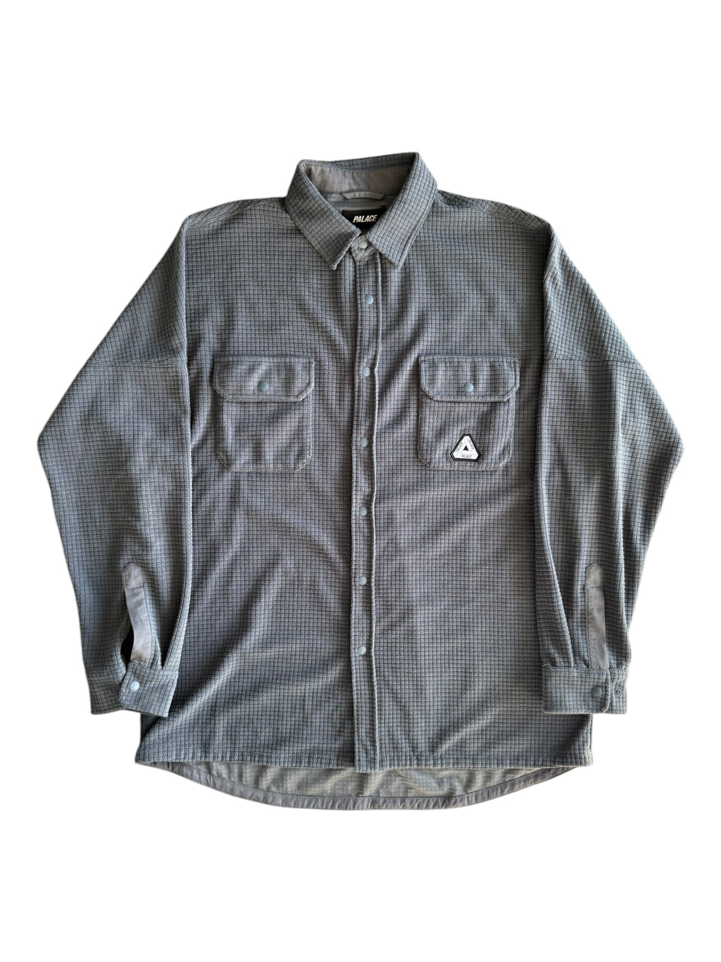 Palace Grey Polargrid Overshirt Fleece Snap Button Up Size XL