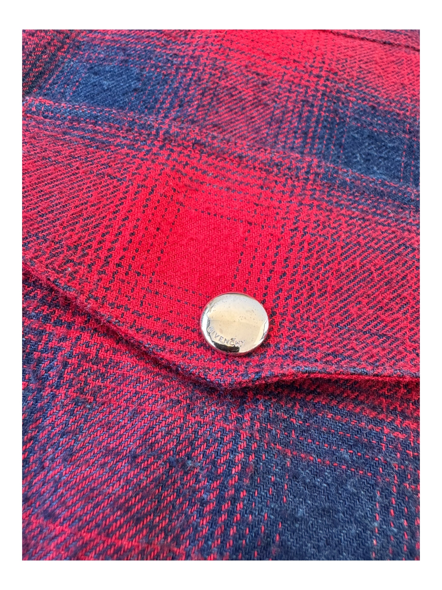 Givenchy Paris Men SZ 39 Mens Large Red Navy Flannel