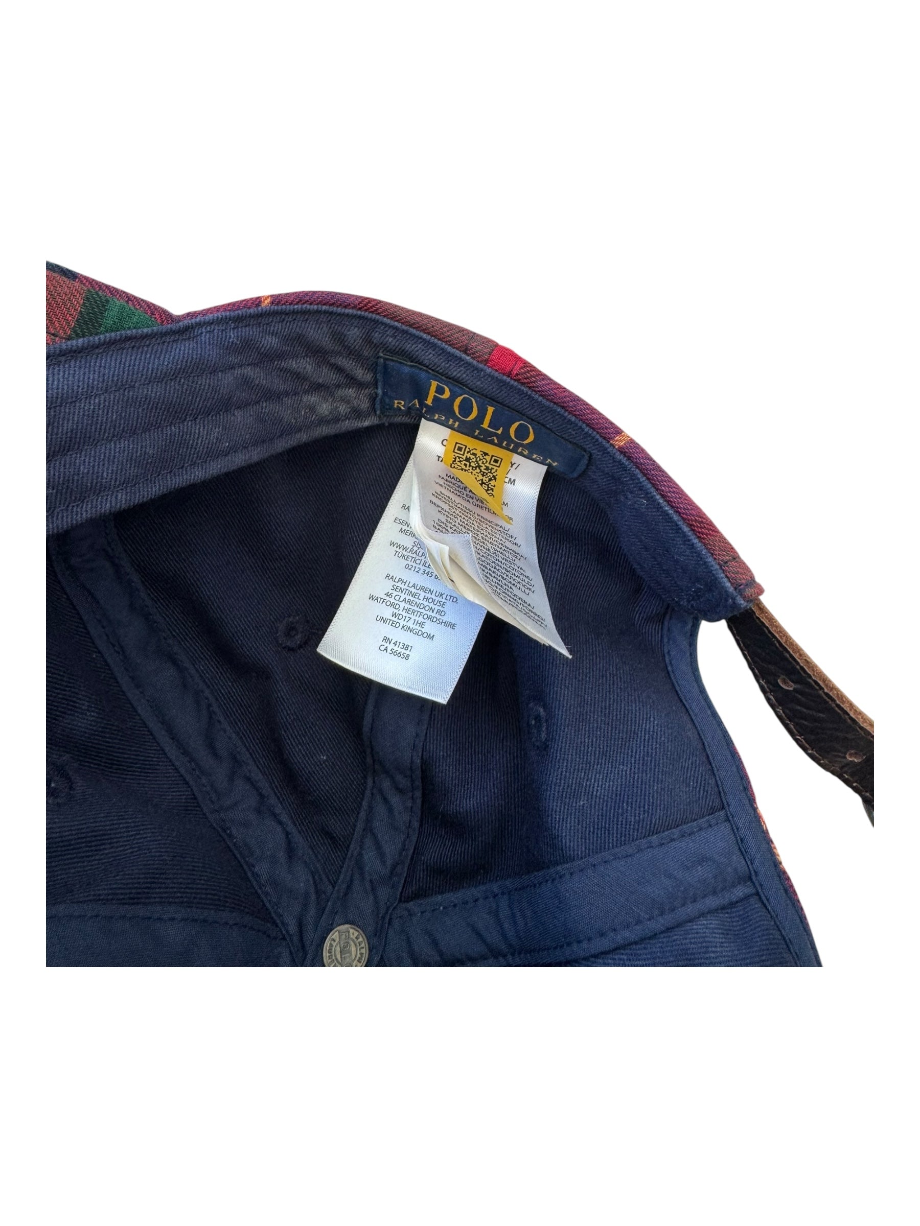 Polo Ralph Lauren Modern Plaid Horses Hat Leather Strapback