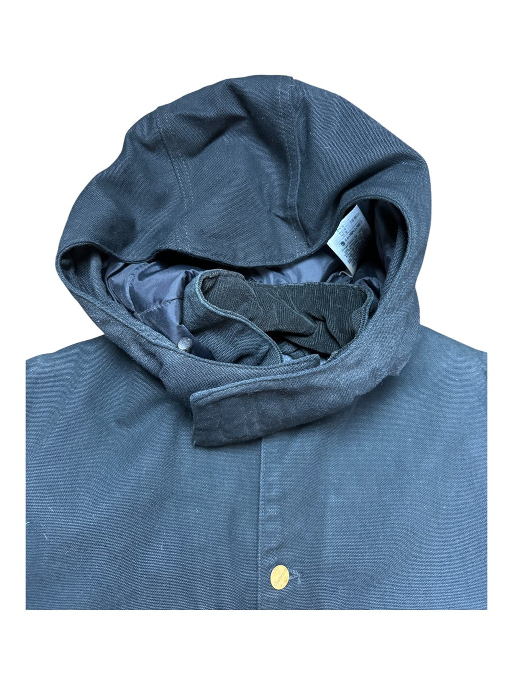 Carhartt 90s Black Striped Fleece Lined Jacket & Detachable Hood Deadstock Size Medium Tall