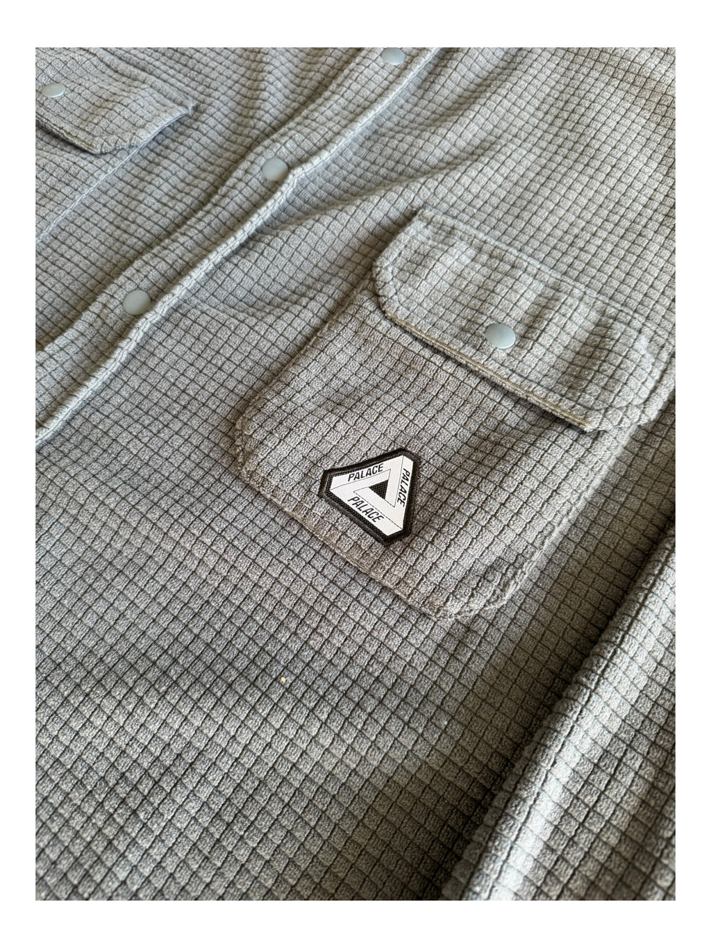 Palace Grey Polargrid Overshirt Fleece Snap Button Up Size XL