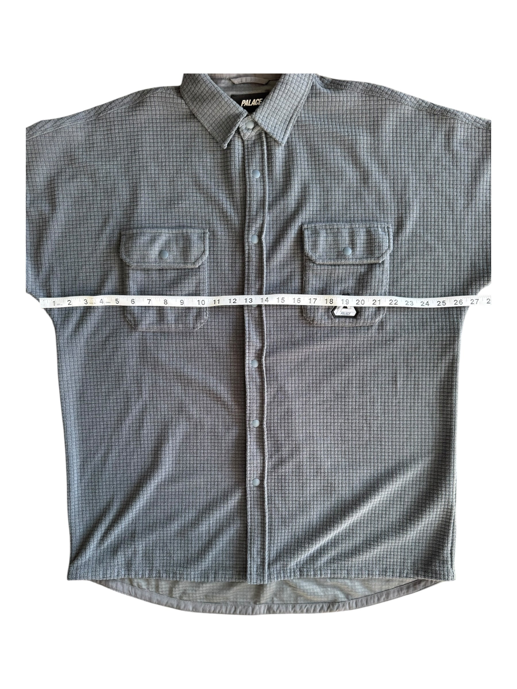 Palace Grey Polargrid Overshirt Fleece Snap Button Up Size XL