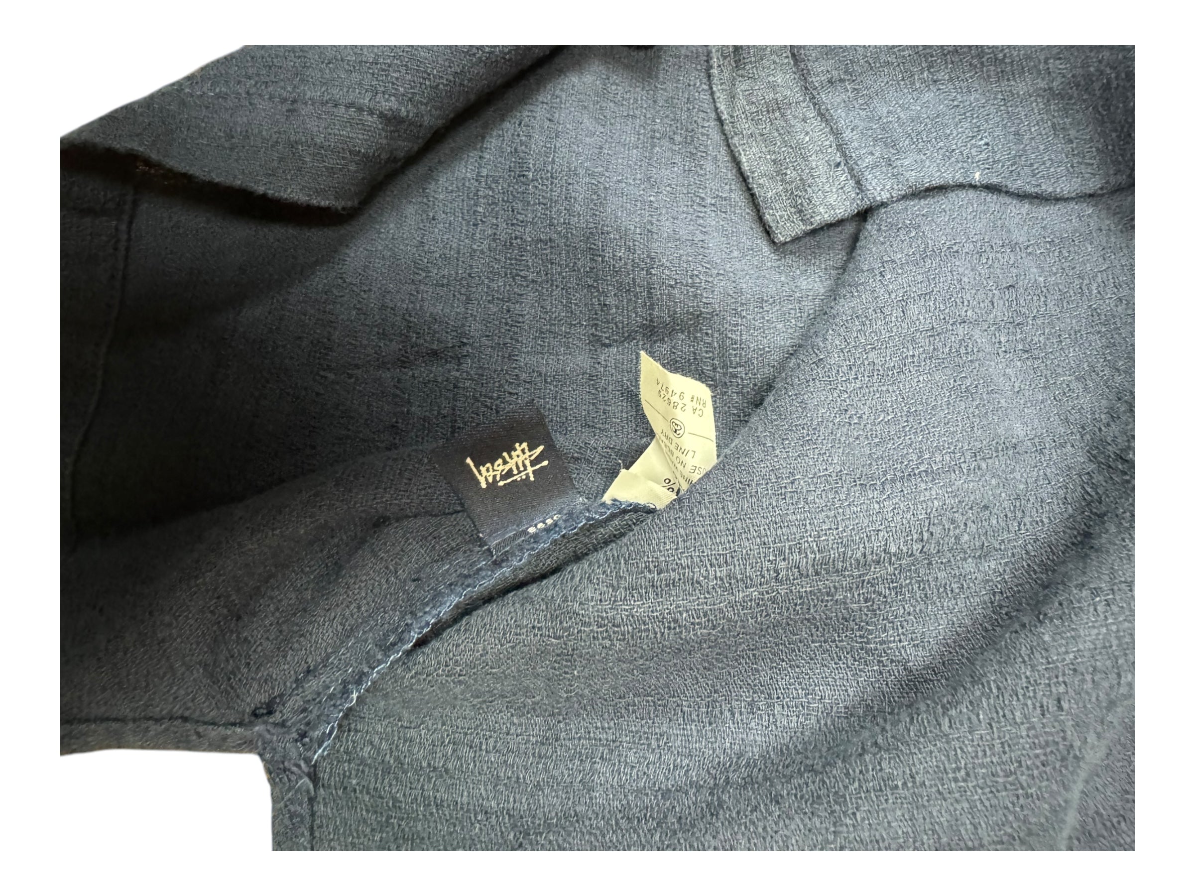 Stussy 90s Blue Aloha Embroidered Button Up Shirt Size Large