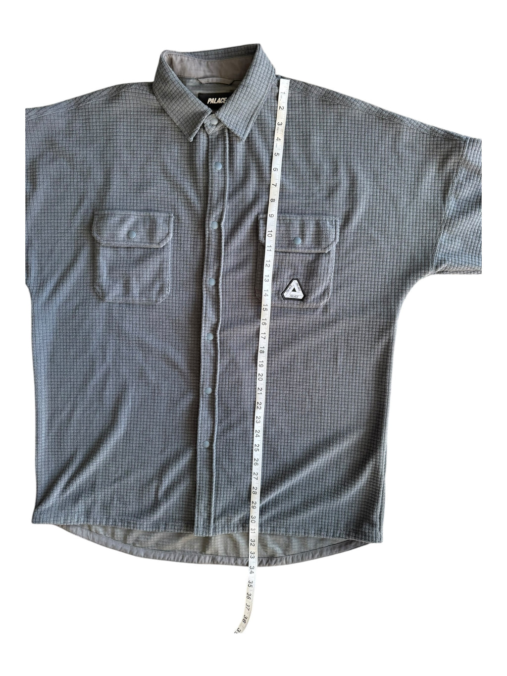 Palace Grey Polargrid Overshirt Fleece Snap Button Up Size XL