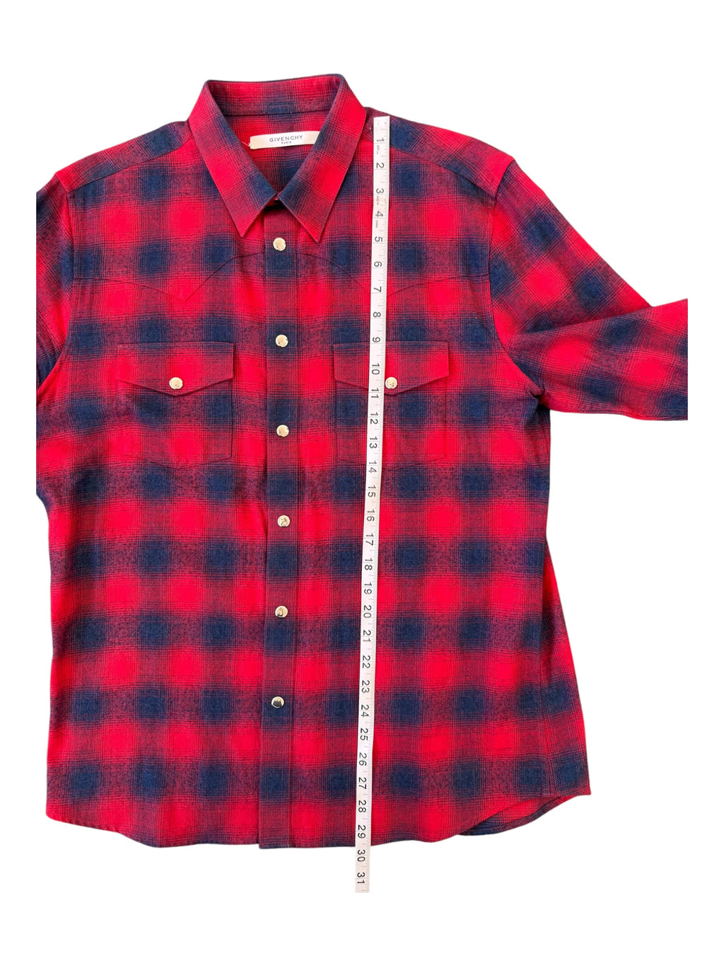 Givenchy Paris Men SZ 39 Mens Large Red Navy Flannel