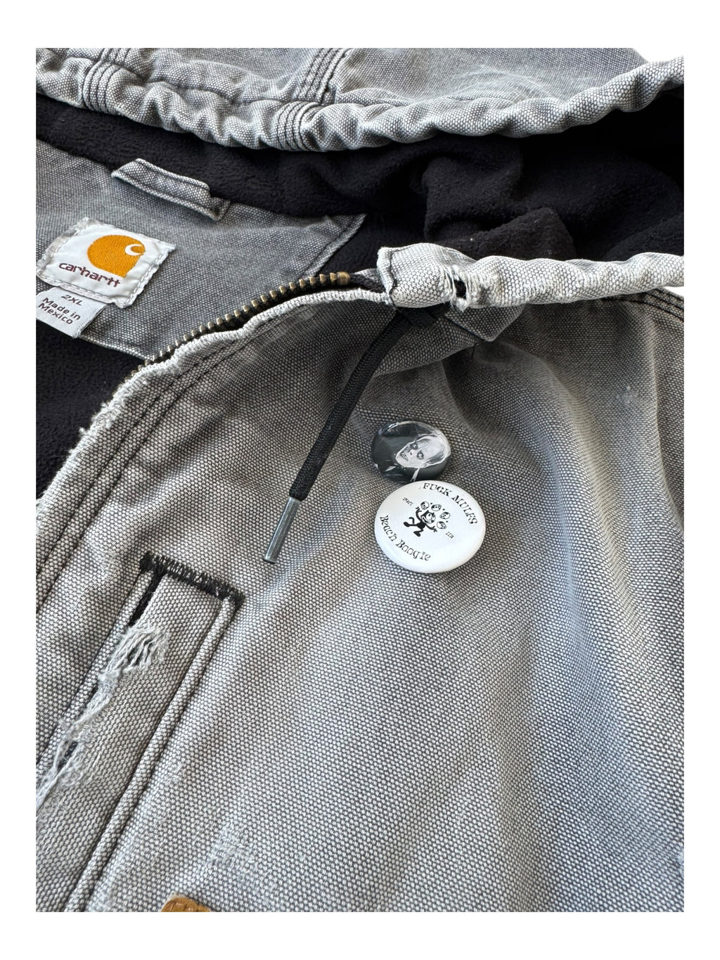 Carhartt 90s Grey Hooded Vest Smoky Fade Broken Zipper Size 2XL