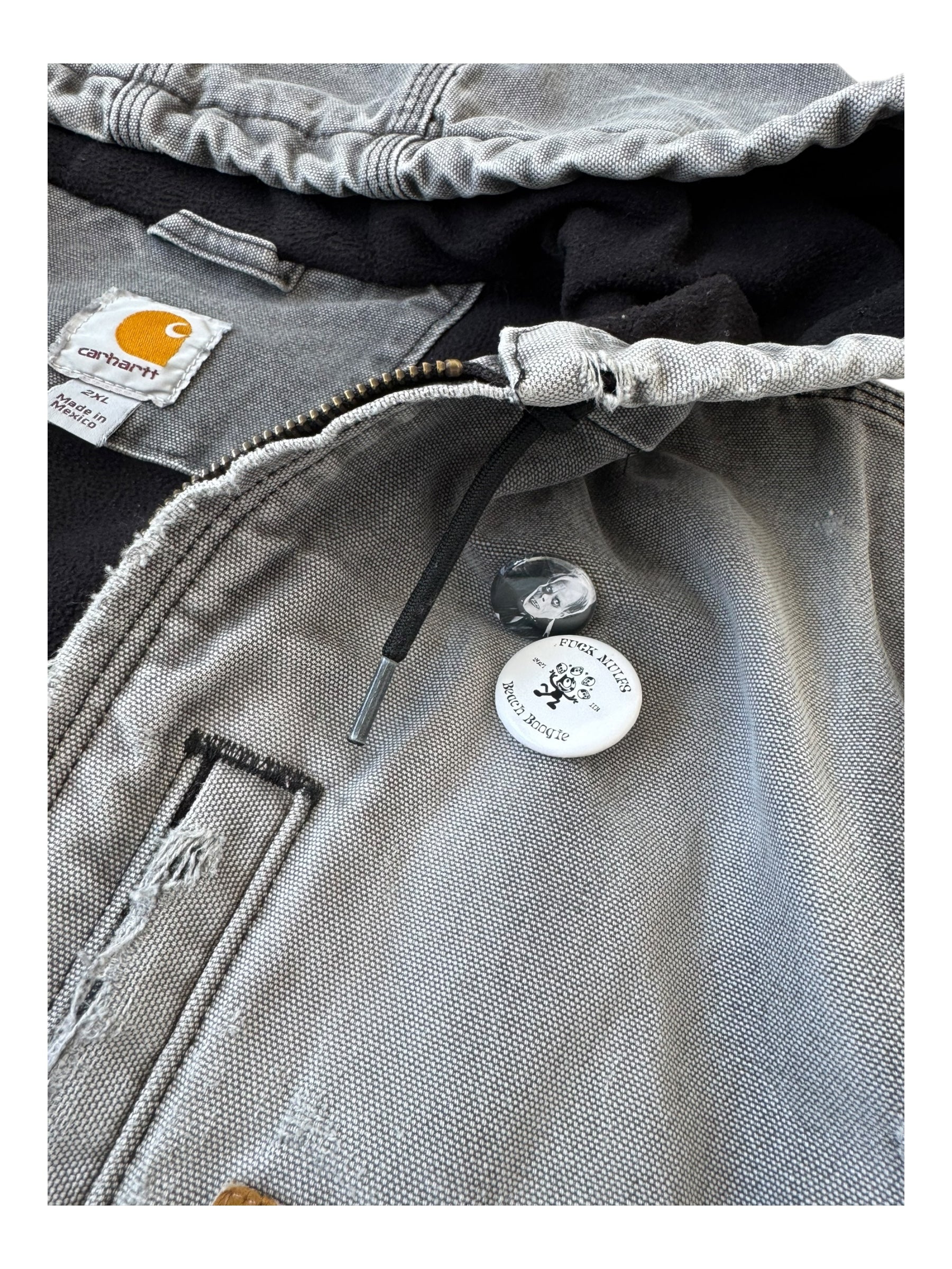 Carhartt 90s Grey Hooded Vest Smoky Fade Broken Zipper Size 2XL