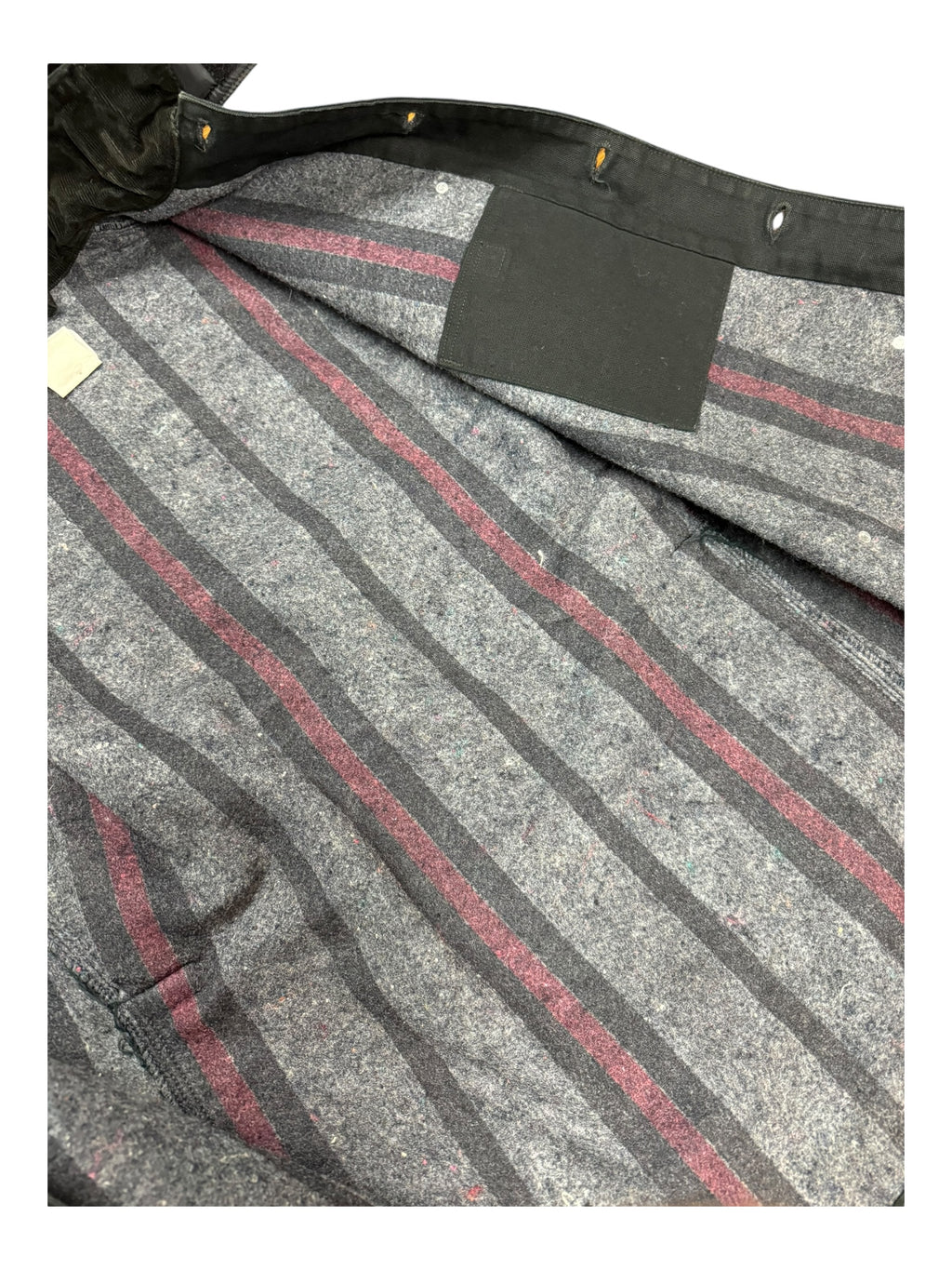 Carhartt 90s Black Striped Fleece Lined Jacket & Detachable Hood Deadstock Size Medium Tall