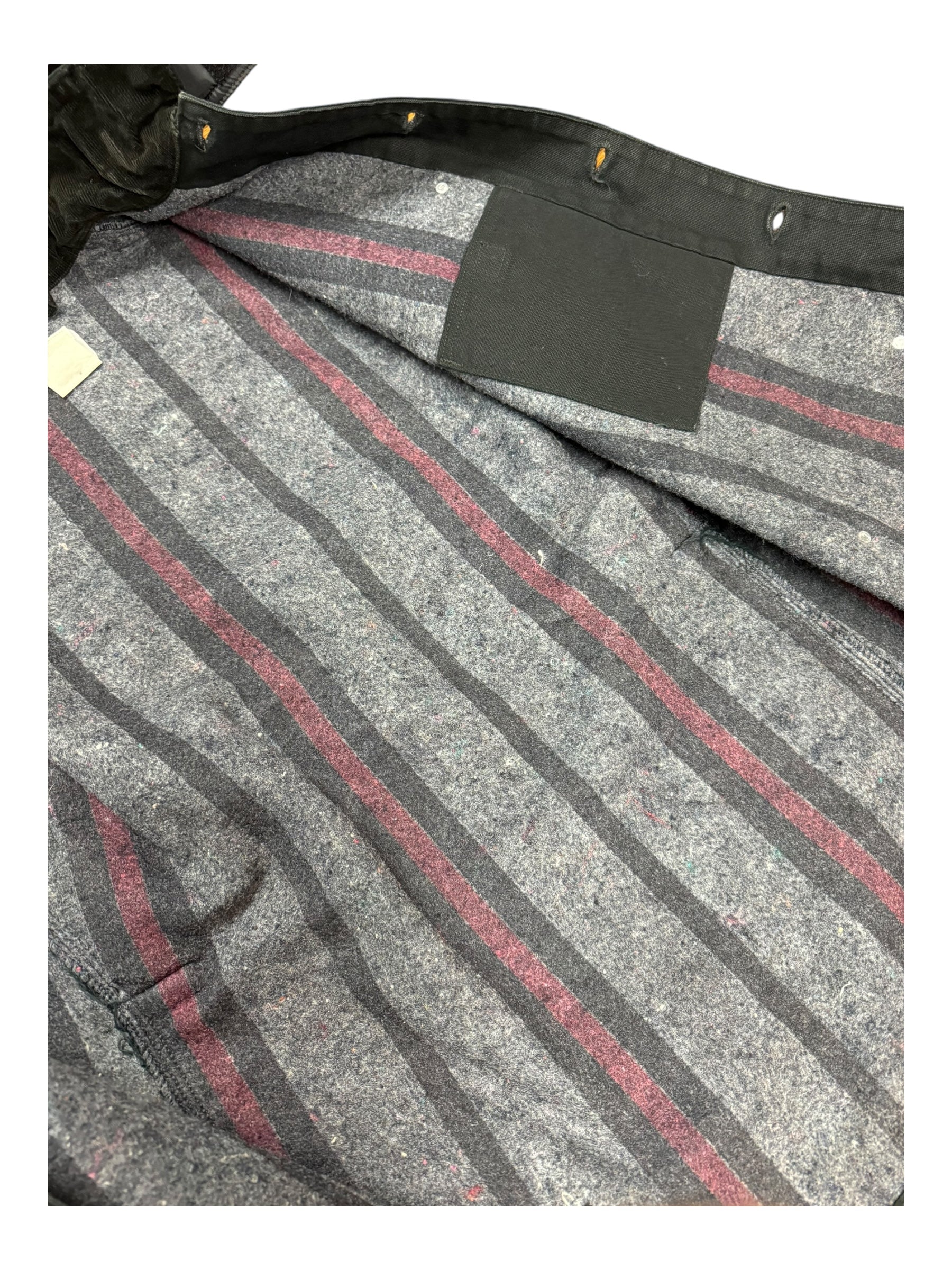 Carhartt 90s Black Striped Fleece Lined Jacket & Detachable Hood Deadstock Size Medium Tall