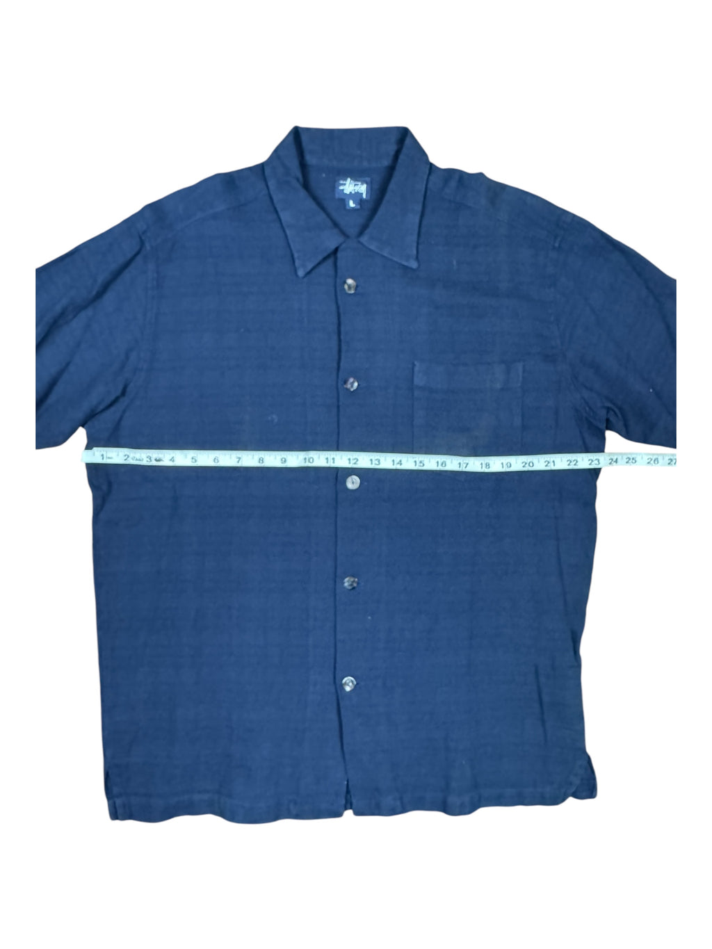 Stussy 90s Blue Aloha Embroidered Button Up Shirt Size Large