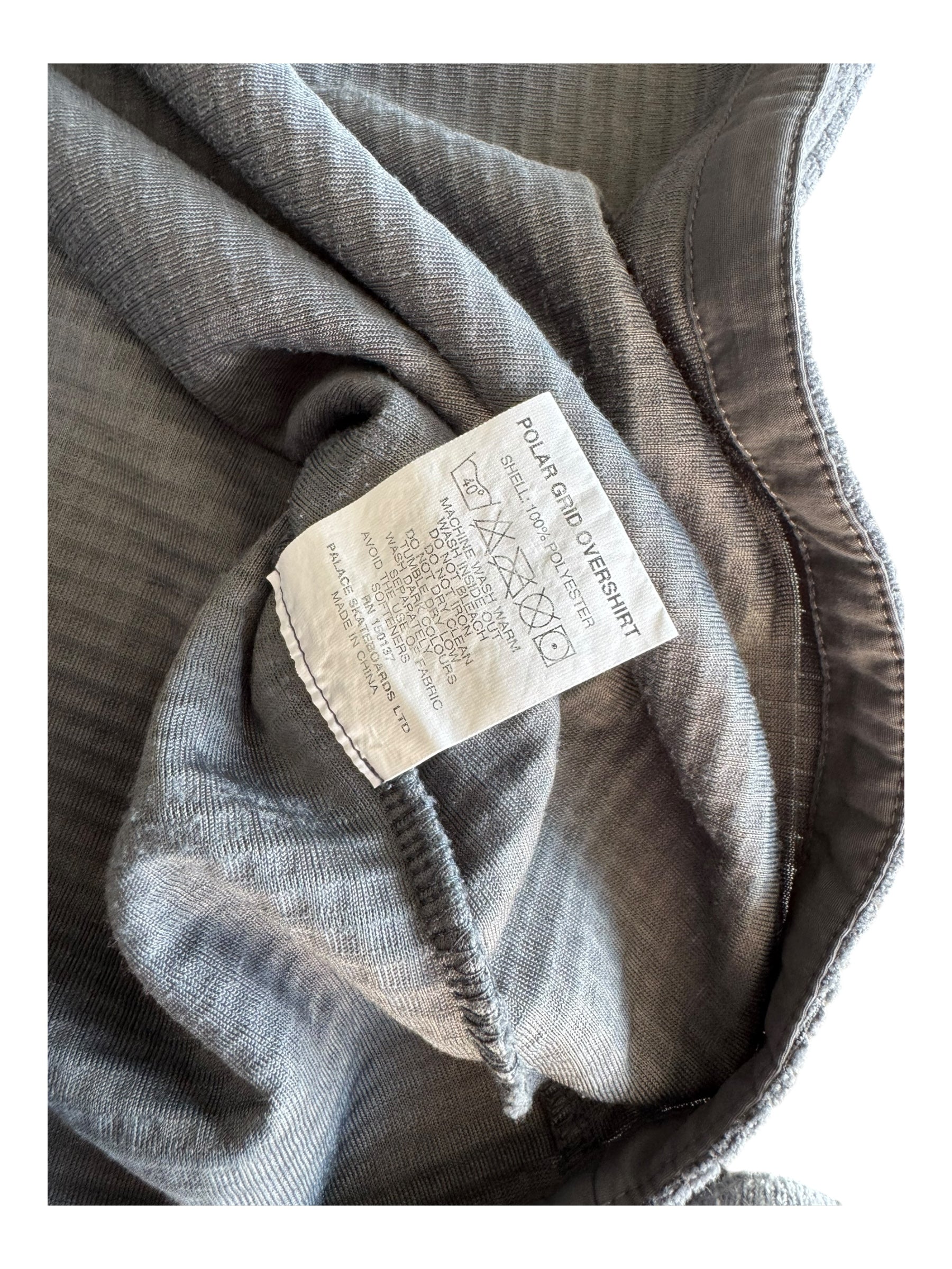 Palace Grey Polargrid Overshirt Fleece Snap Button Up Size XL