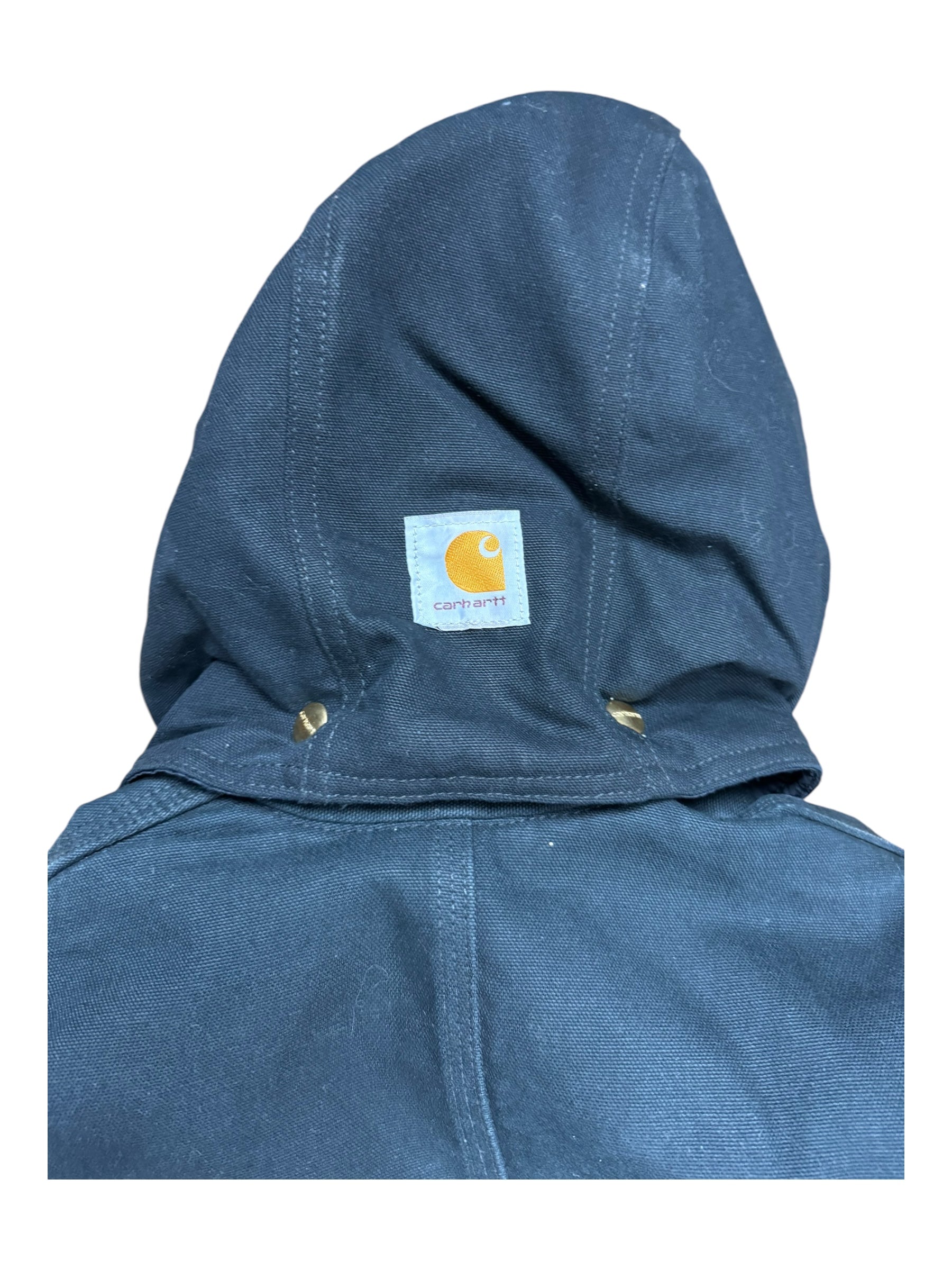 Carhartt 90s Black Striped Fleece Lined Jacket & Detachable Hood Deadstock Size Medium Tall