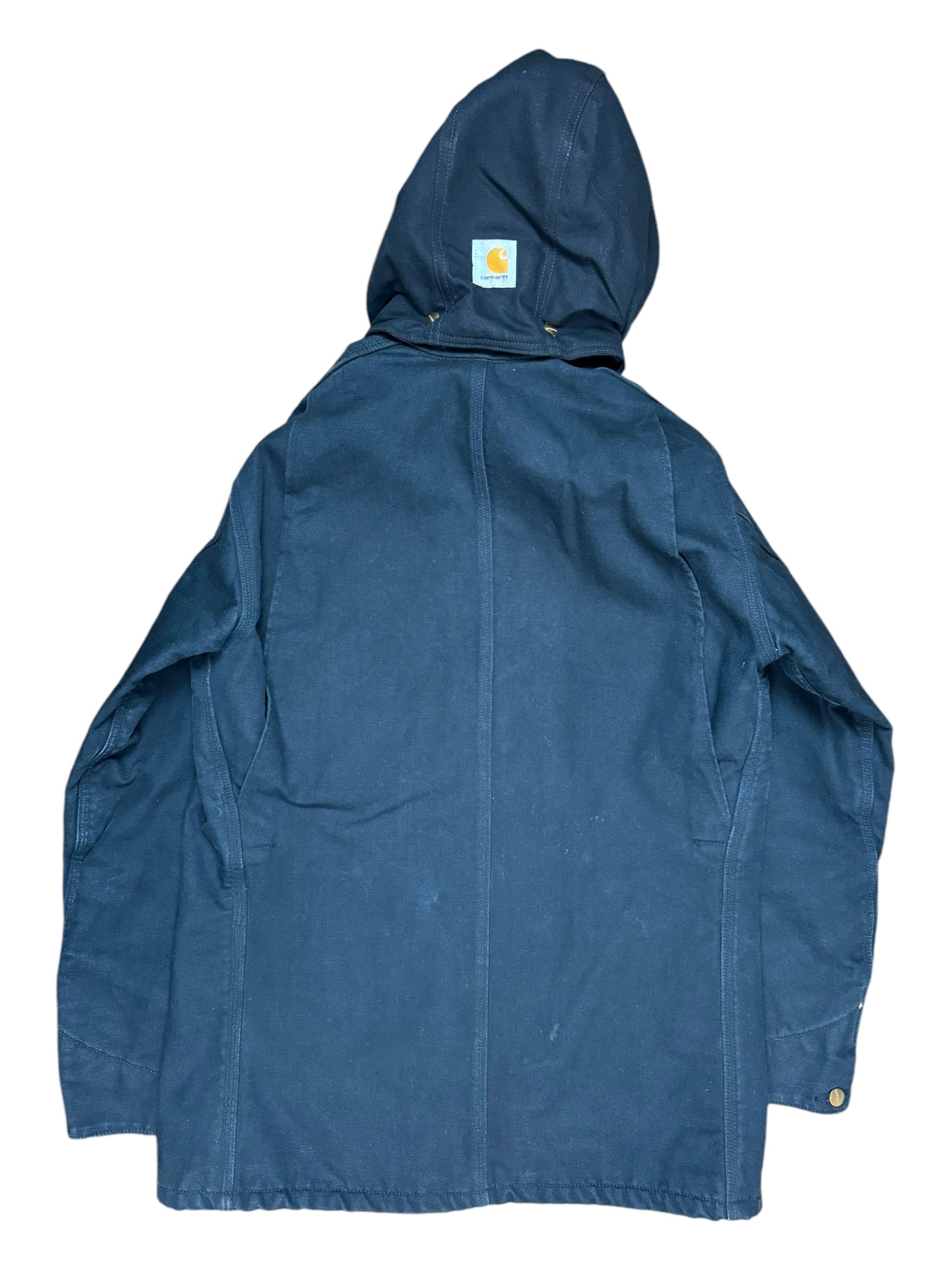 Carhartt 90s Black Striped Fleece Lined Jacket & Detachable Hood Deadstock Size Medium Tall