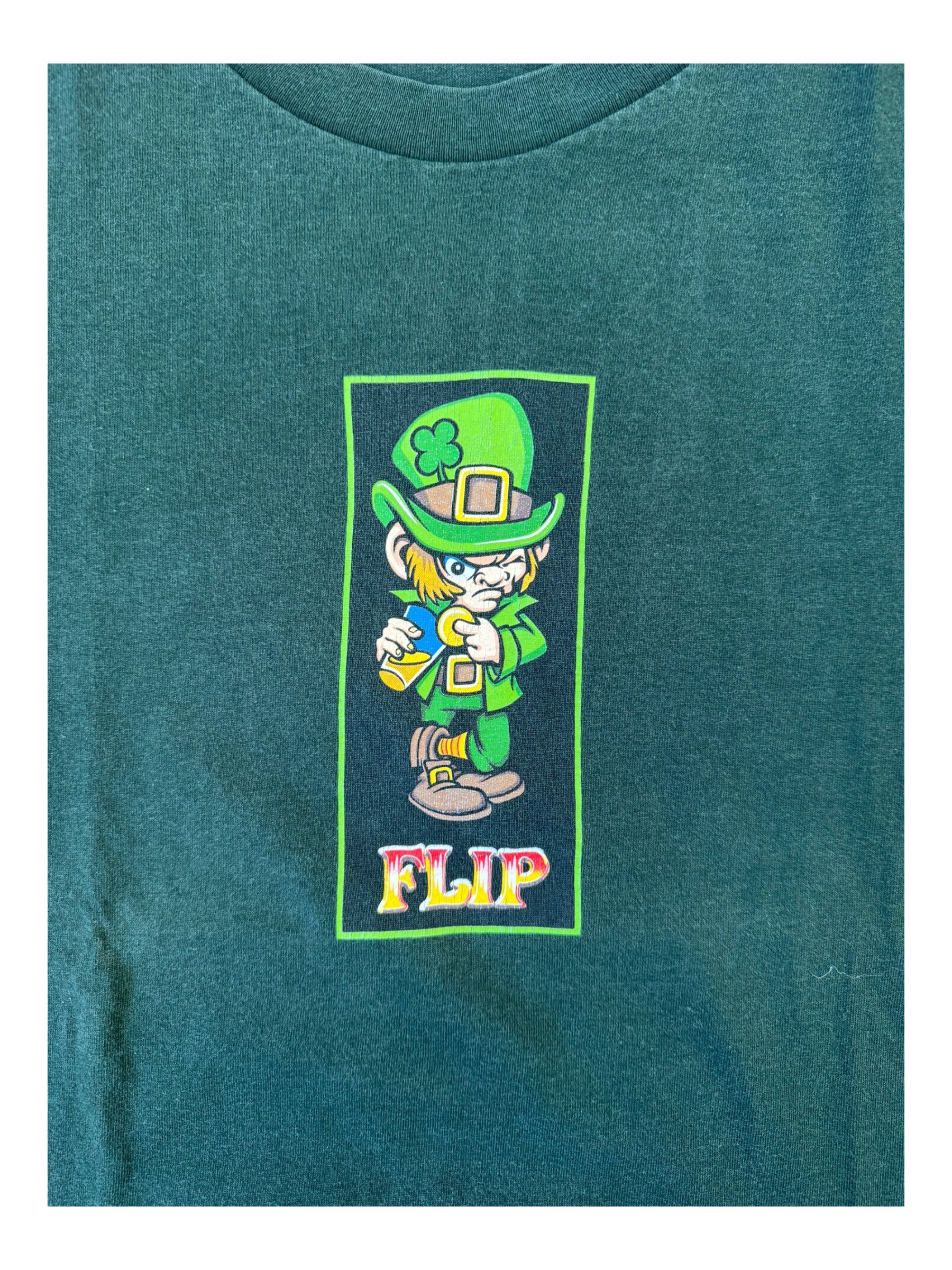 Flip Skateboards 90s Green Leprachaun T-Shirt Size XL