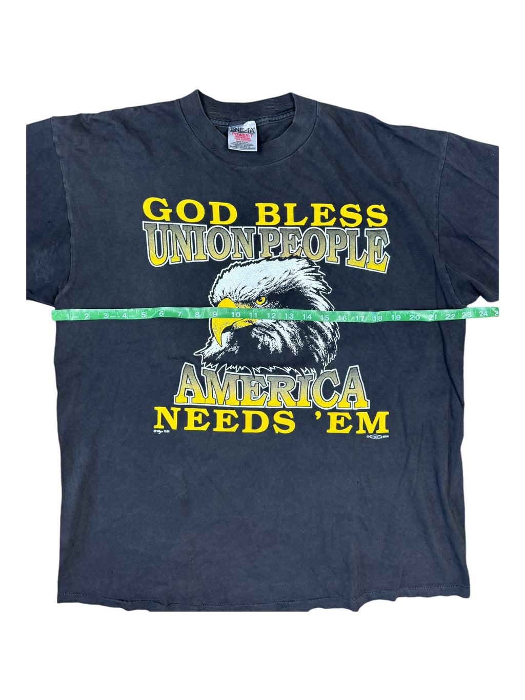 90s God Bless Union People Eagle Black T-Shirt Size XL