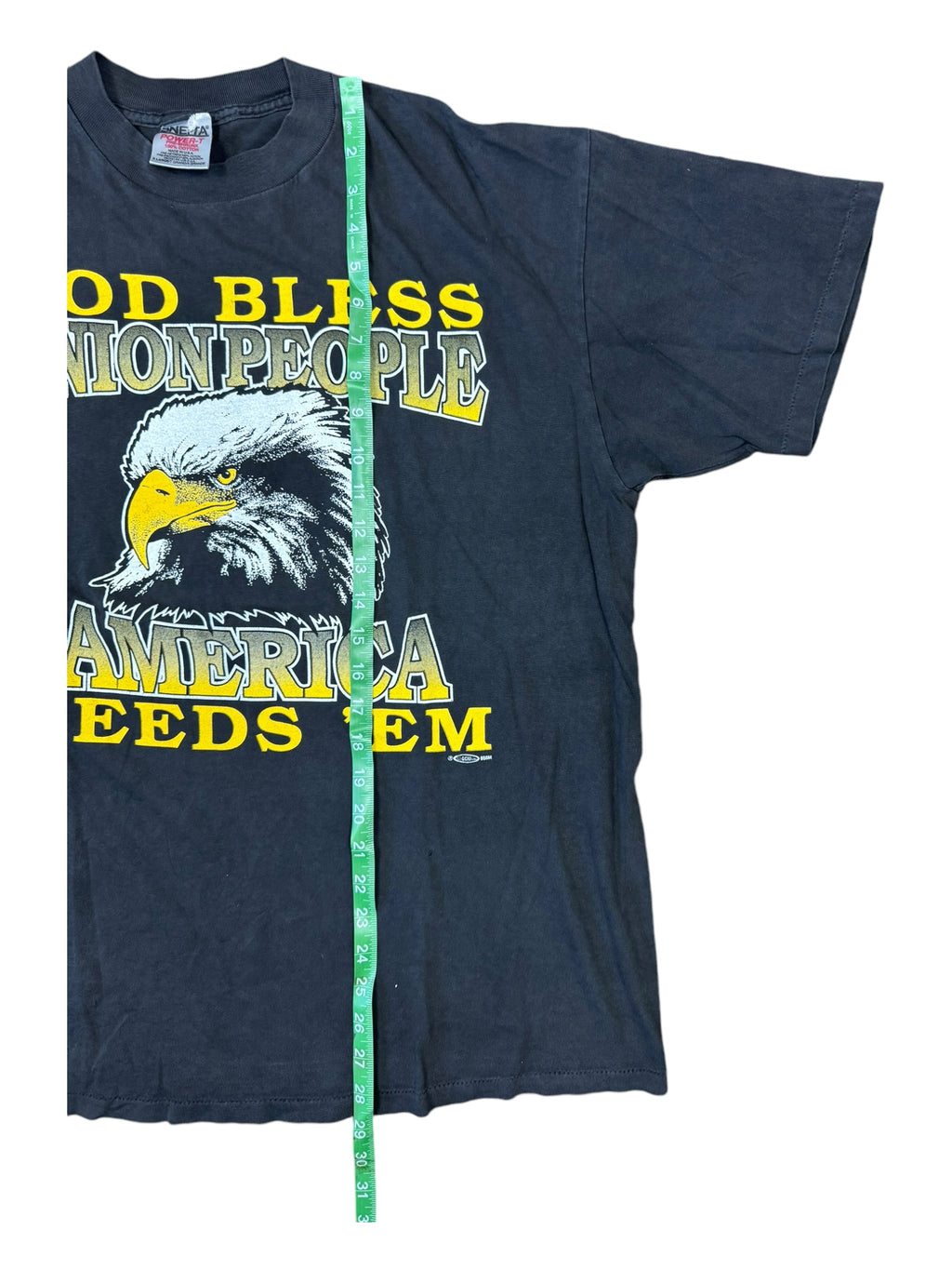 90s God Bless Union People Eagle Black T-Shirt Size XL