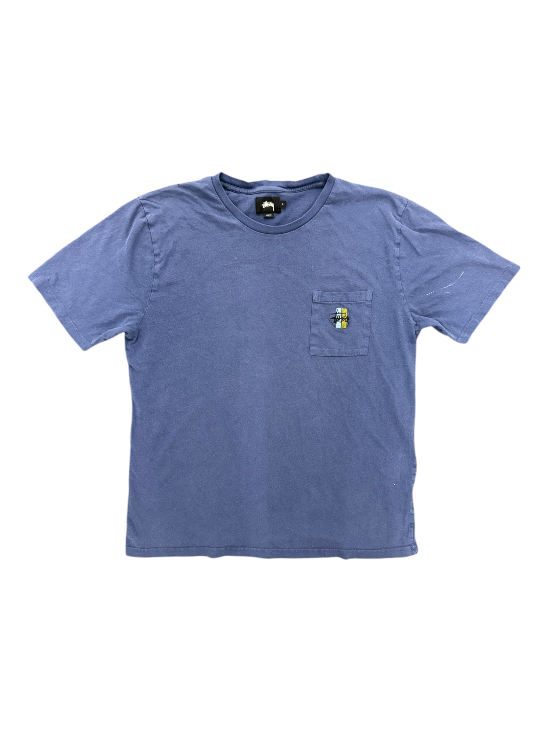 Stussy 00s Navy Pocket Embroidery T-Shirt Size Large