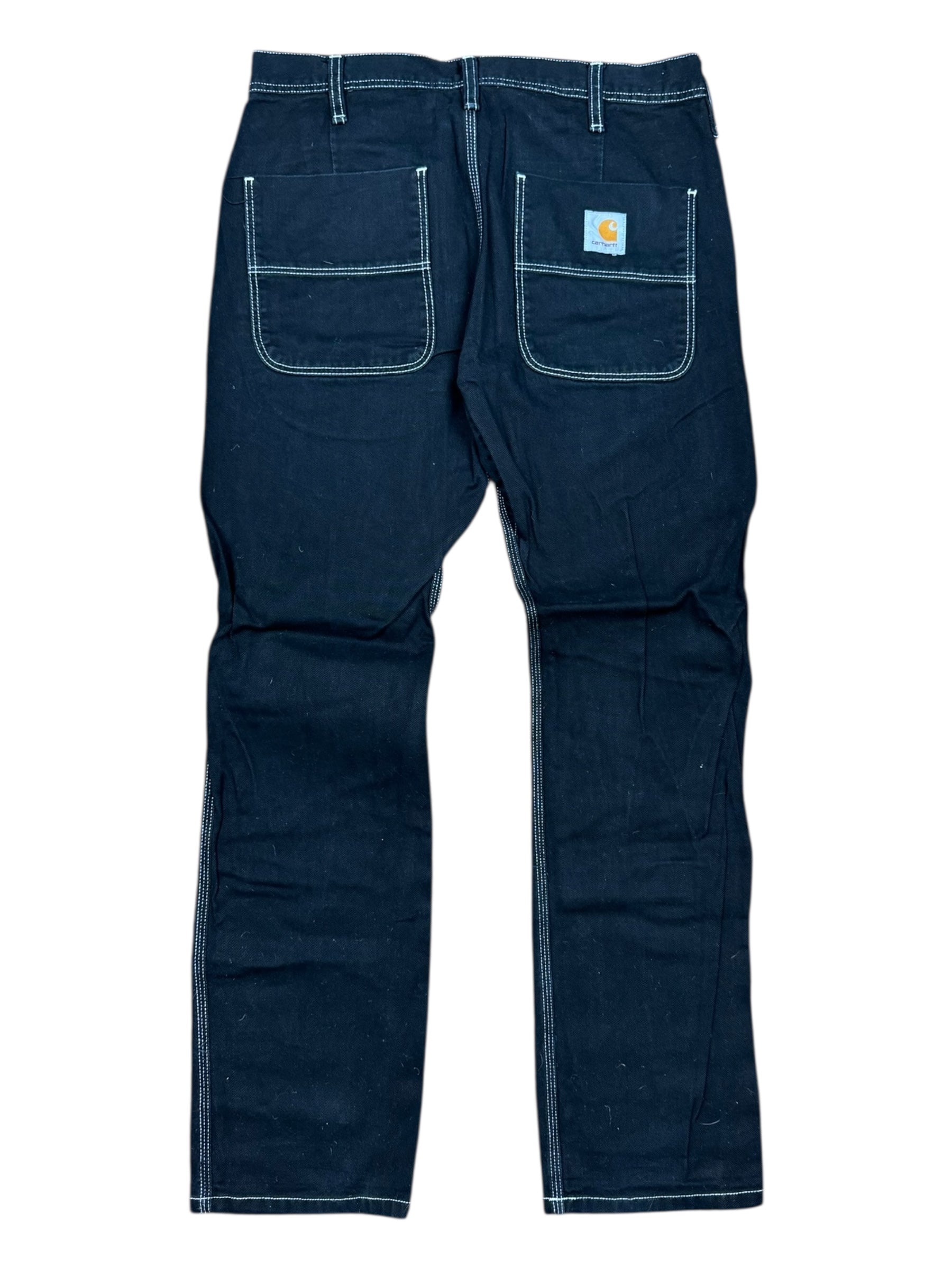 Carhartt WIP Black Jeans White Contrast Stitching Size 33 x 34