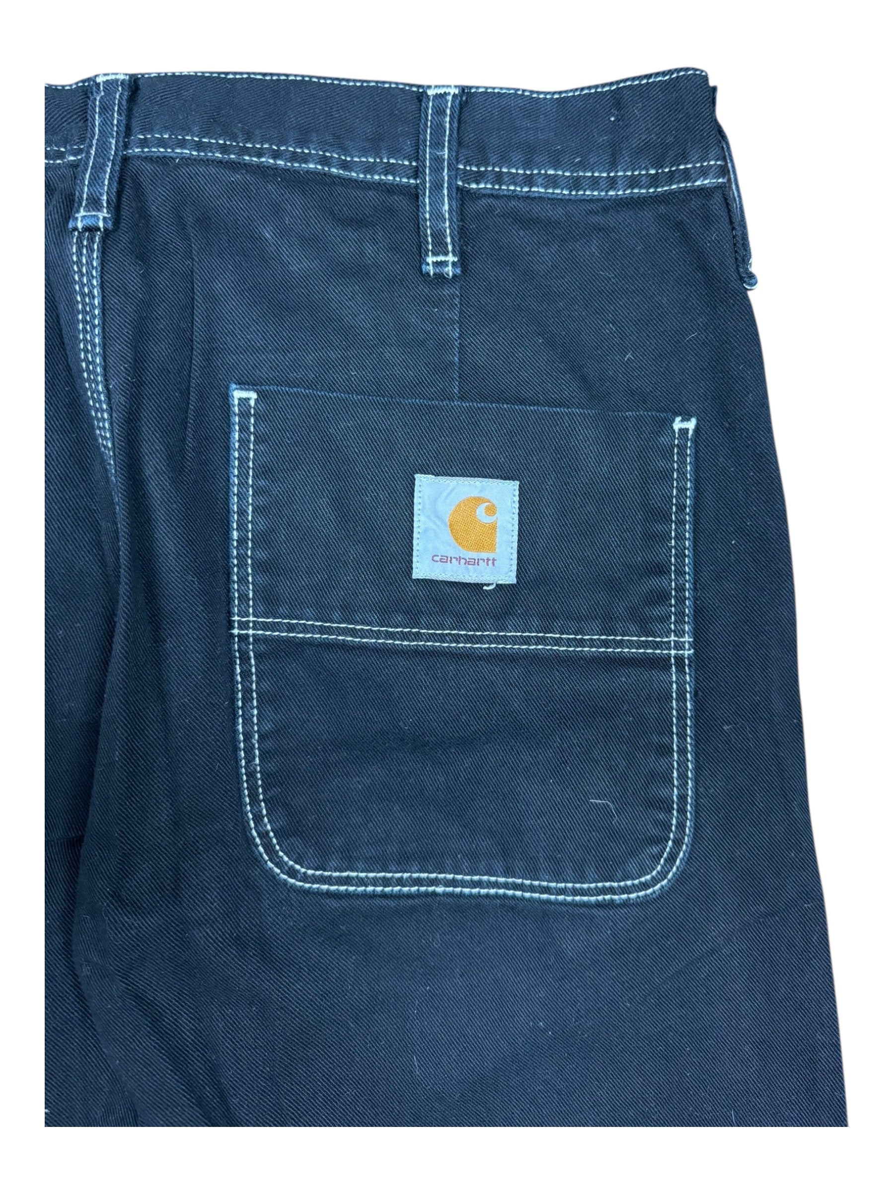 Carhartt WIP Black Jeans White Contrast Stitching Size 33 x 34