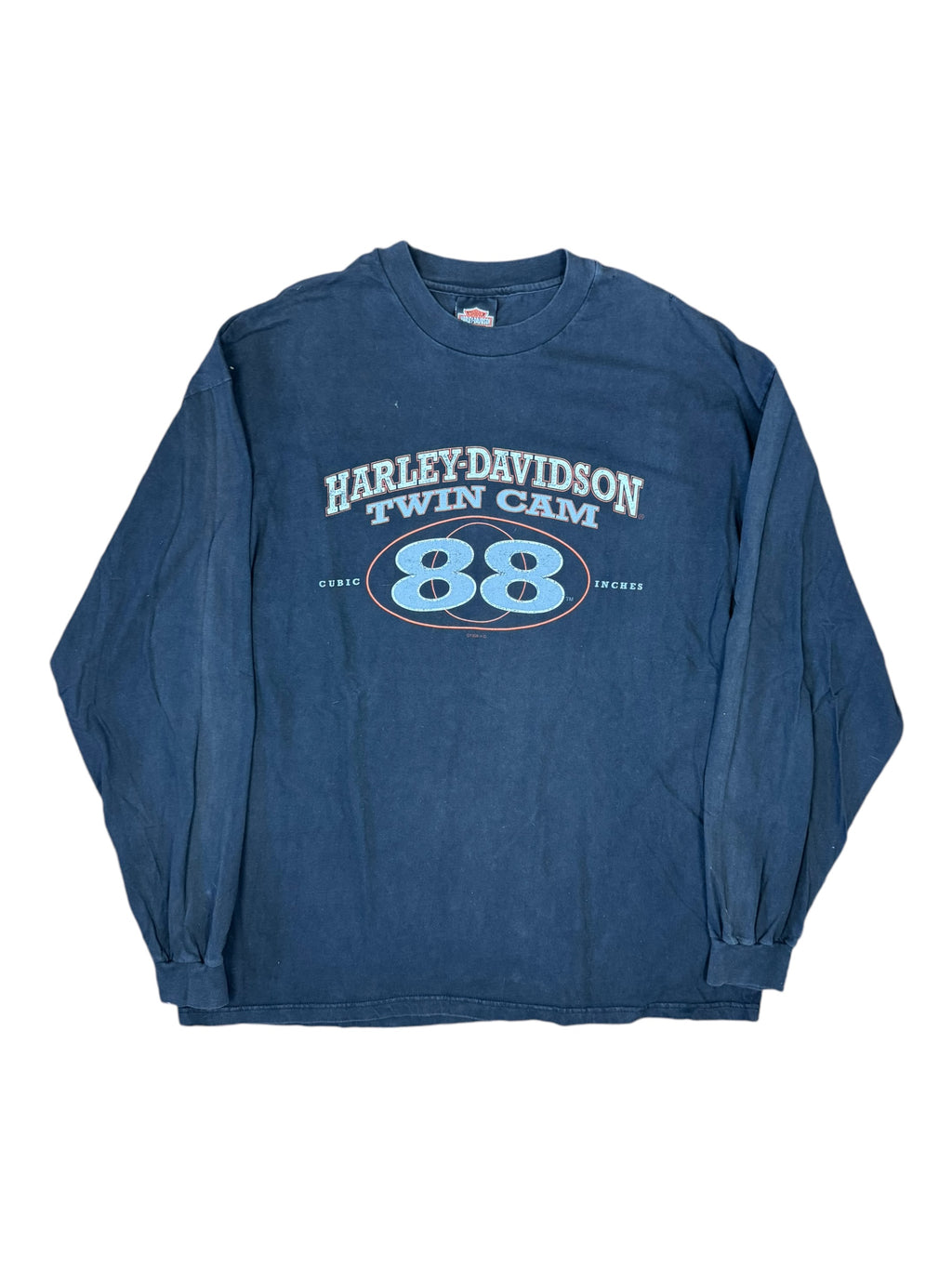 Harley Davidson 90s Black Twin Cam 88 Cubic Inches Longsleeve Hanes Beefy Size XXL