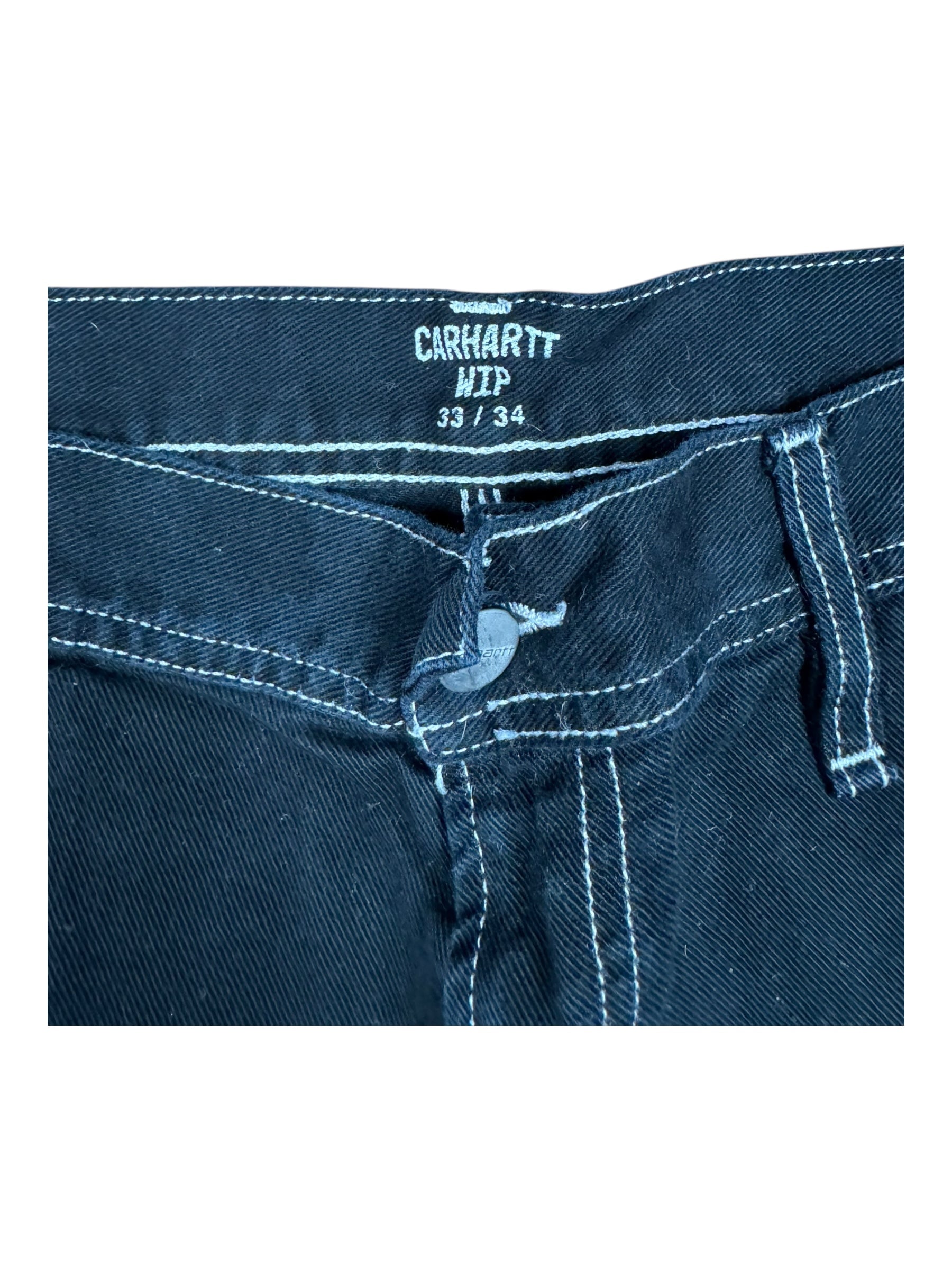 Carhartt WIP Black Jeans White Contrast Stitching Size 33 x 34