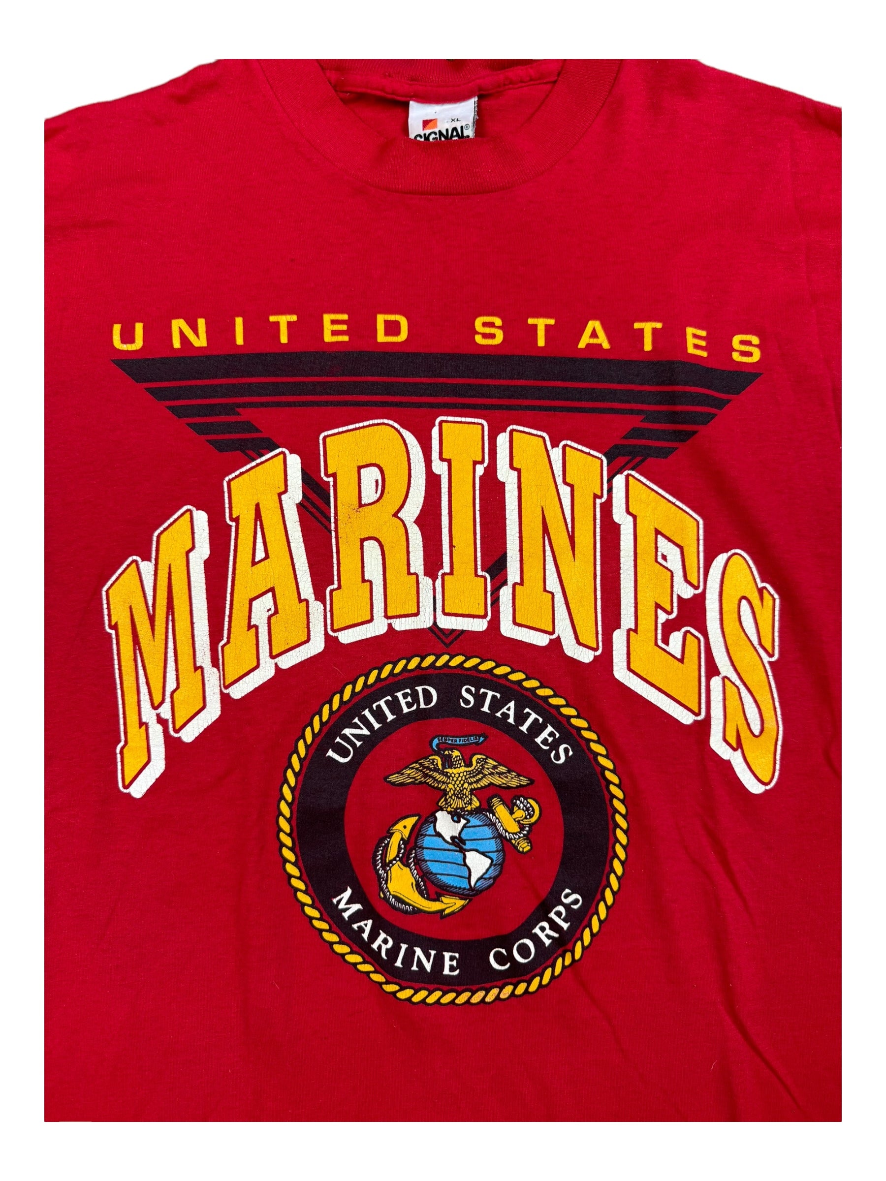 US Marines T-shirt Red Graphic Signal Made In USA Mens Size XL