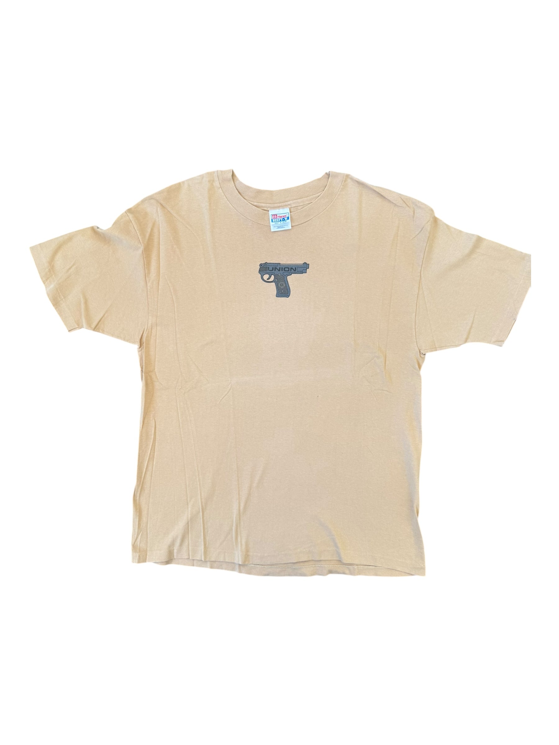 Union Wheel Co. 90s Backwards Gun T-Shirt Hanes Beefy Tag Size XL