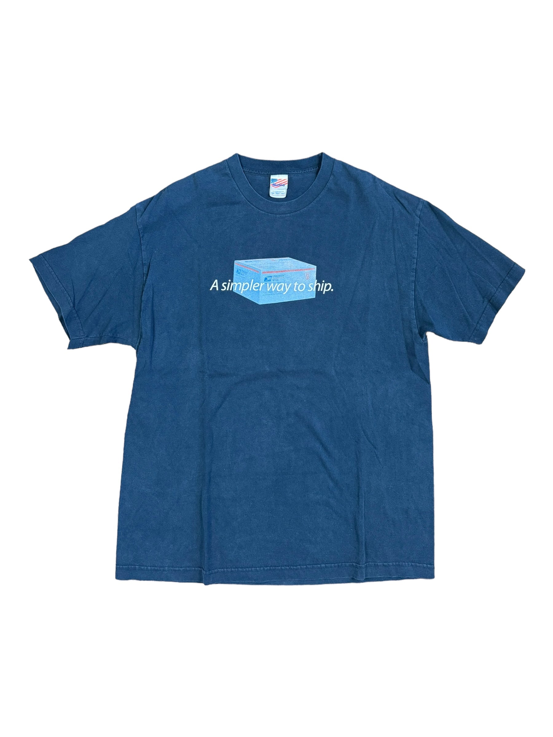 USPS Shirt Adult Sz XL Navy Blue Priority Mail A Simpler Way to Ship Y2K
