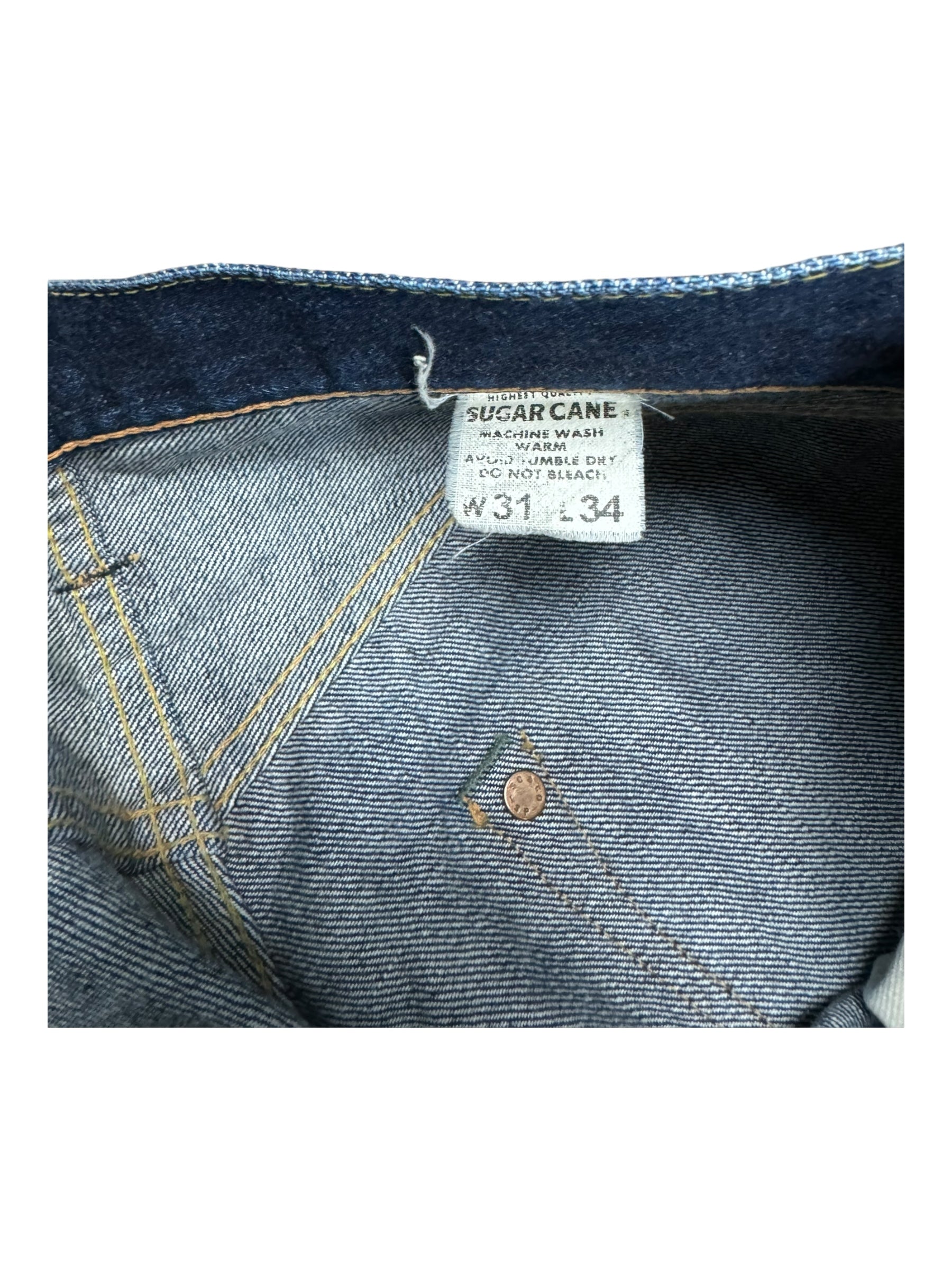 Sugar Cane 1966 Jeans 31x34 Made in USA Selvedge Jeans Denim