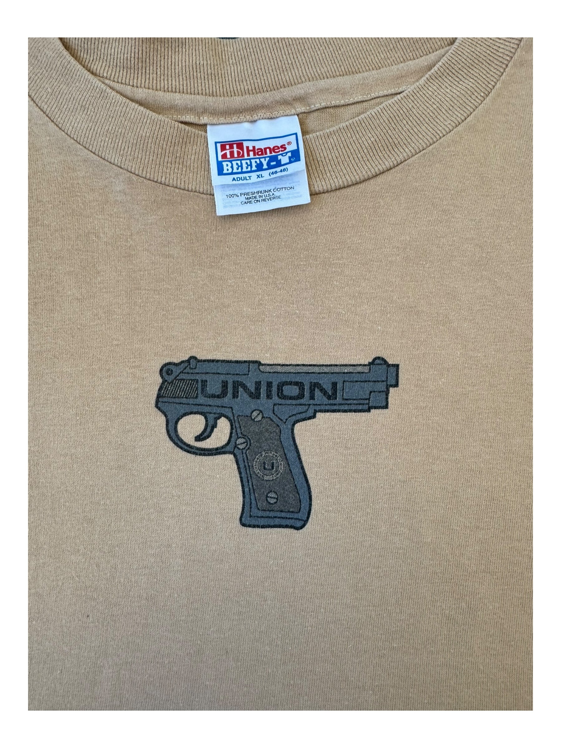 Union Wheel Co. 90s Backwards Gun T-Shirt Hanes Beefy Tag Size XL