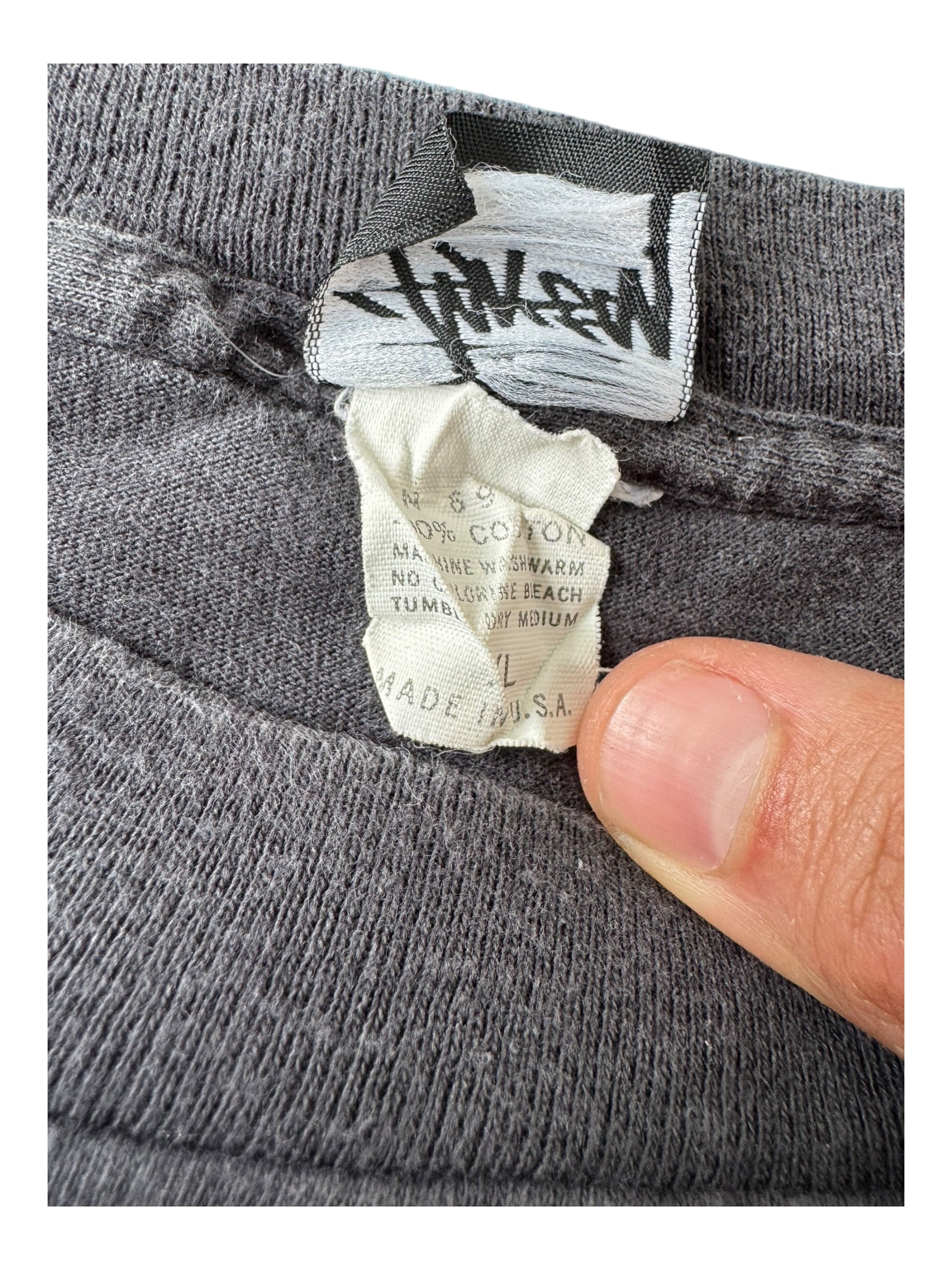 Stussy 80s Link Logo OG Black T-Shirt Size XL