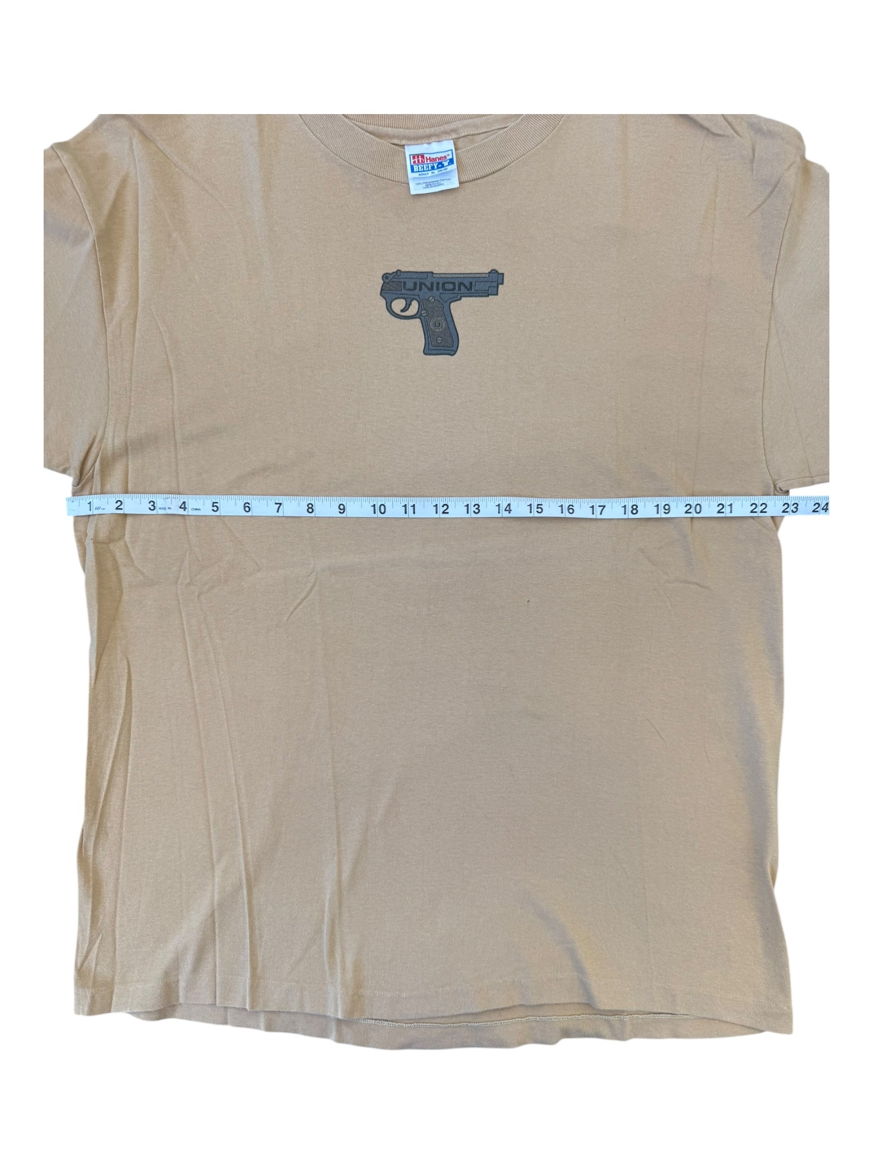 Union Wheel Co. 90s Backwards Gun T-Shirt Hanes Beefy Tag Size XL