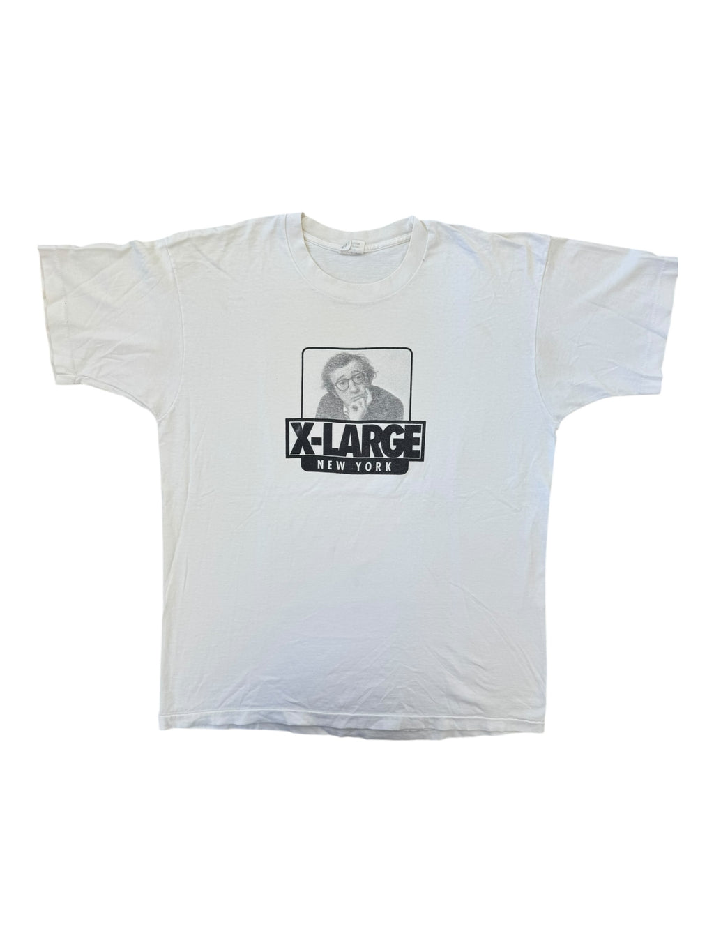 X-Large 90s New York Woody Allen White T-Shirt Size XL