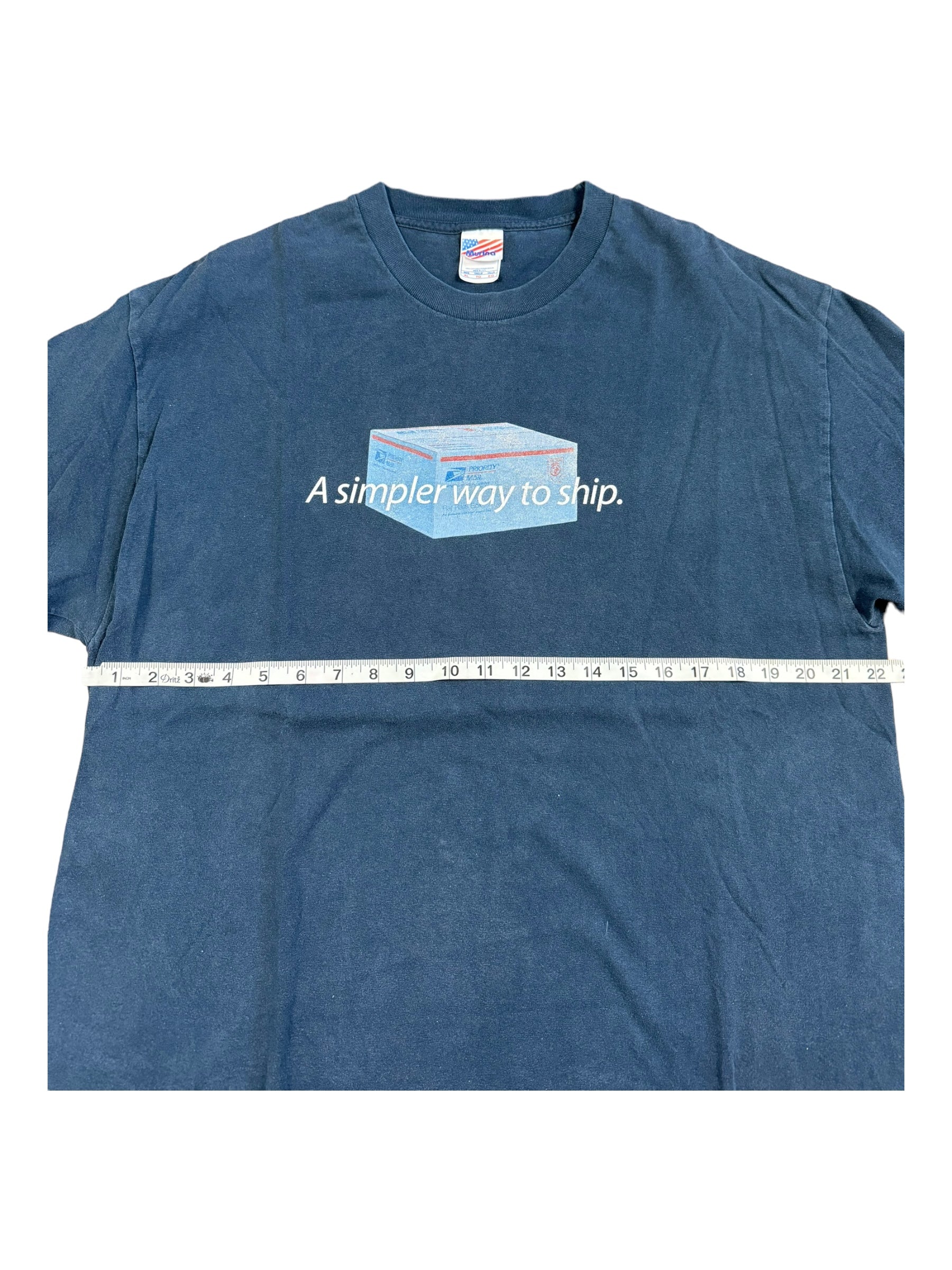 USPS Shirt Adult Sz XL Navy Blue Priority Mail A Simpler Way to Ship Y2K