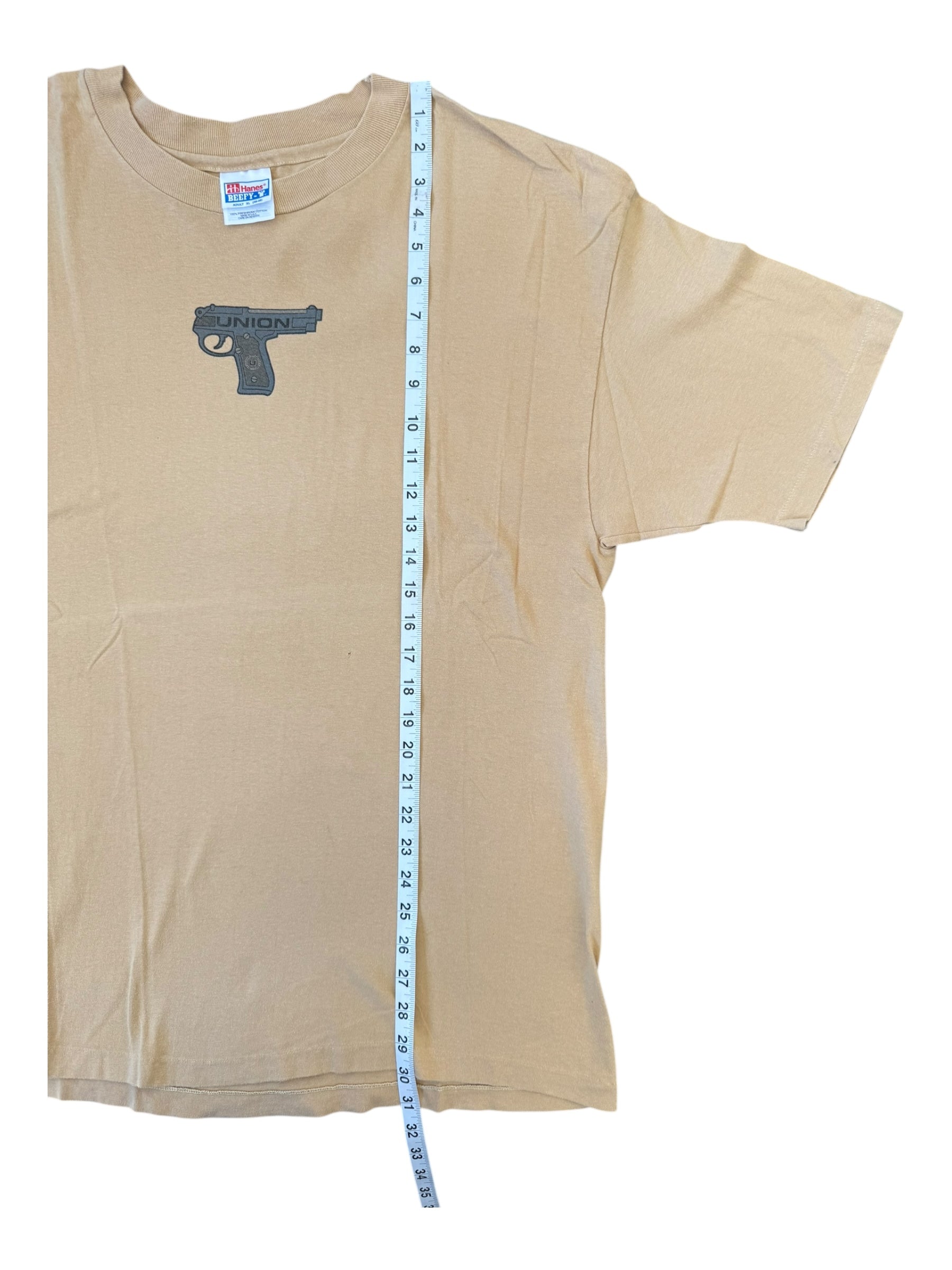 Union Wheel Co. 90s Backwards Gun T-Shirt Hanes Beefy Tag Size XL