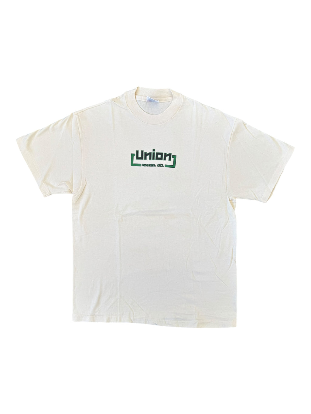 Union Wheel Co. 90s Tan Logo T-Shirt Hanes Beefy Tag Size Large