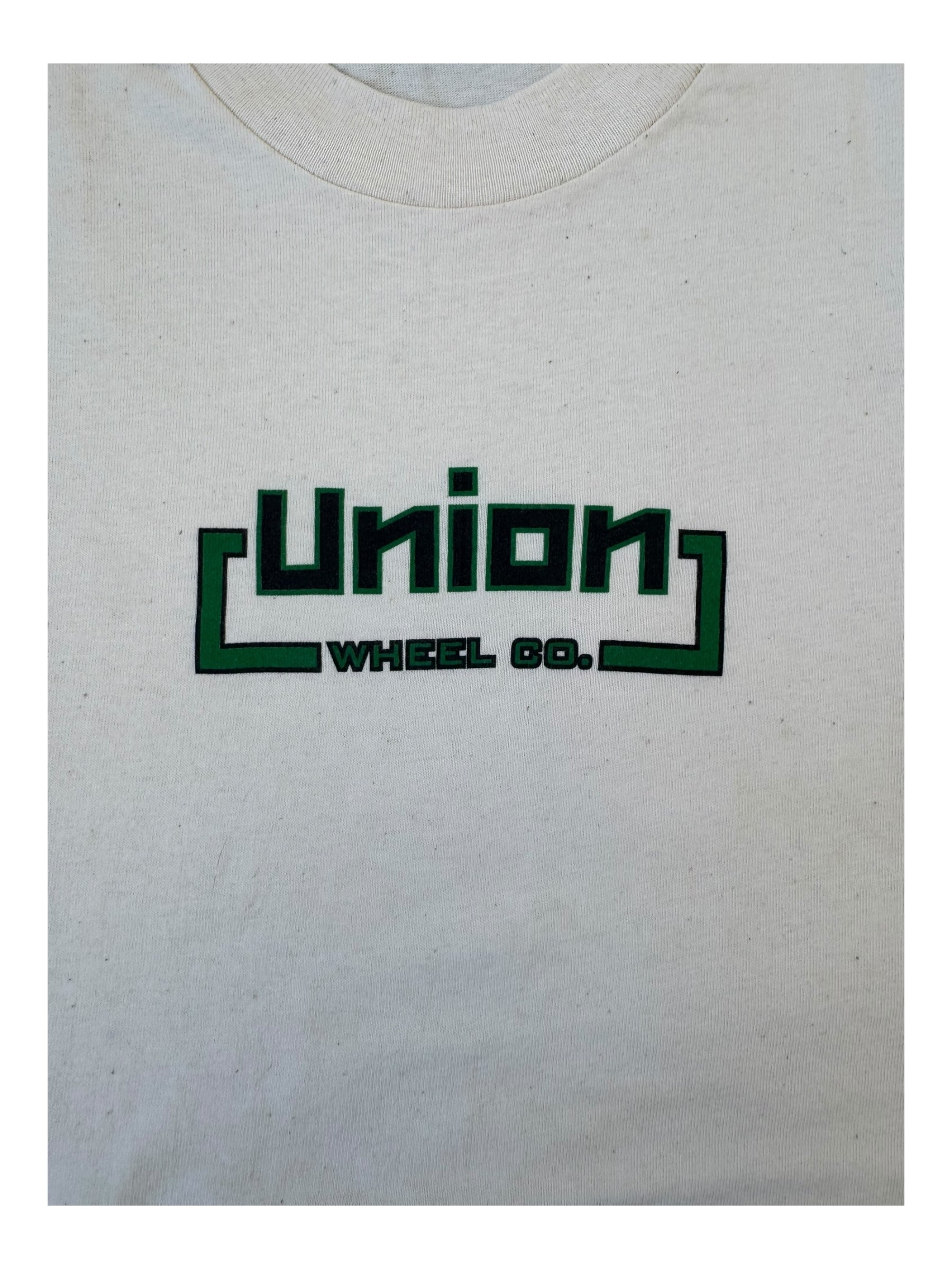 Union Wheel Co. 90s Tan Logo T-Shirt Hanes Beefy Tag Size Large