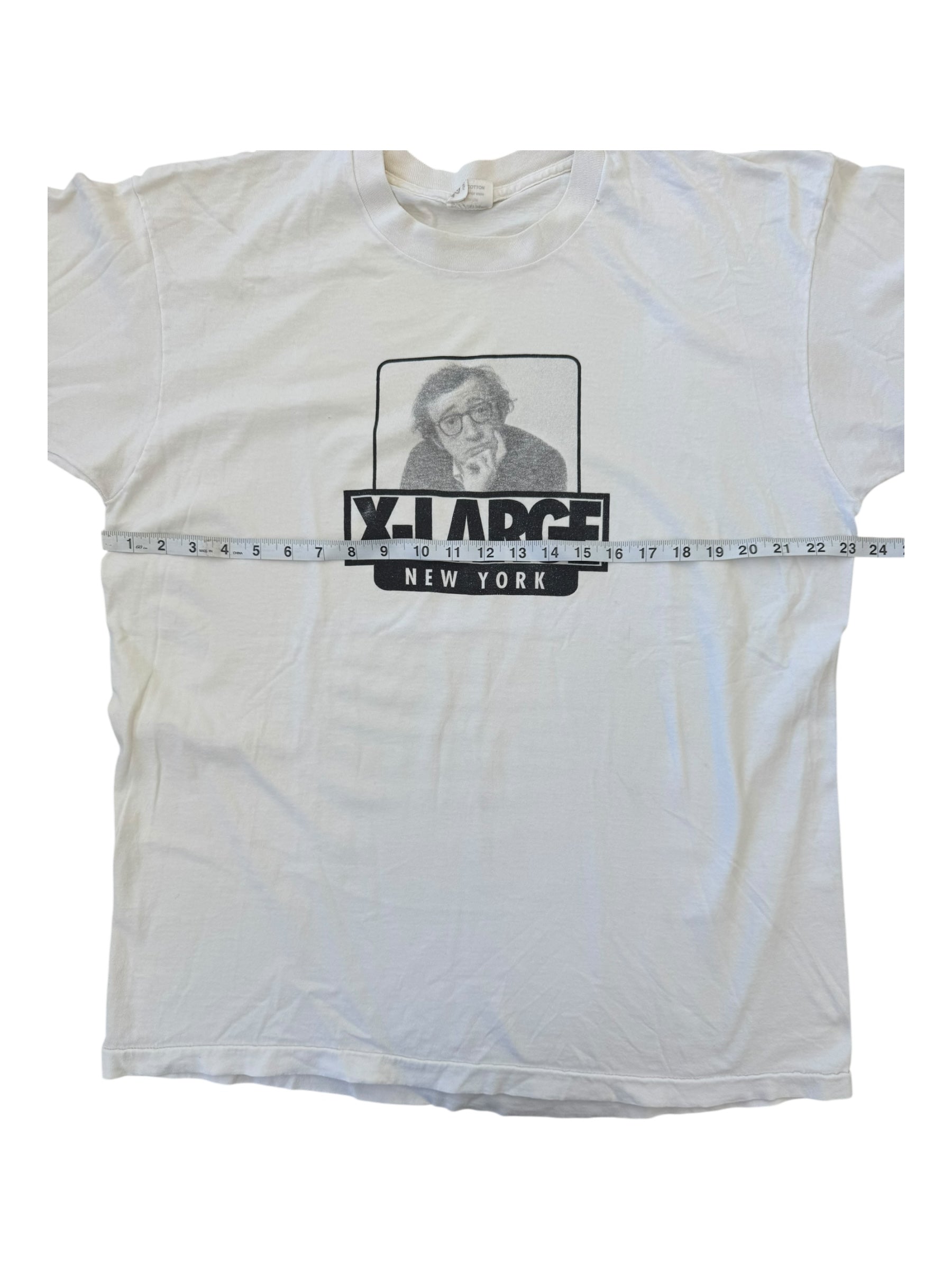 X-Large 90s New York Woody Allen White T-Shirt Size XL