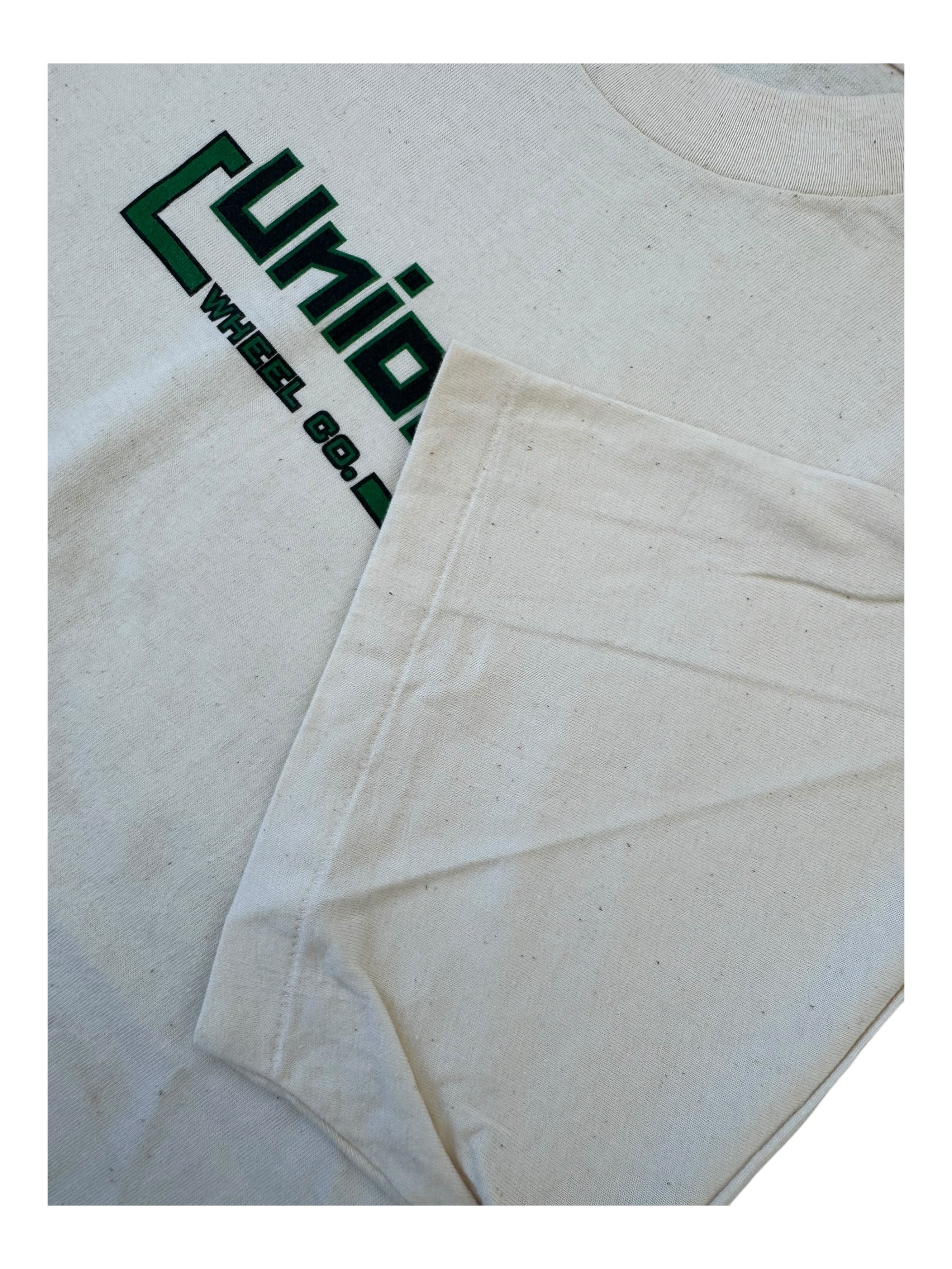 Union Wheel Co. 90s Tan Logo T-Shirt Hanes Beefy Tag Size Large