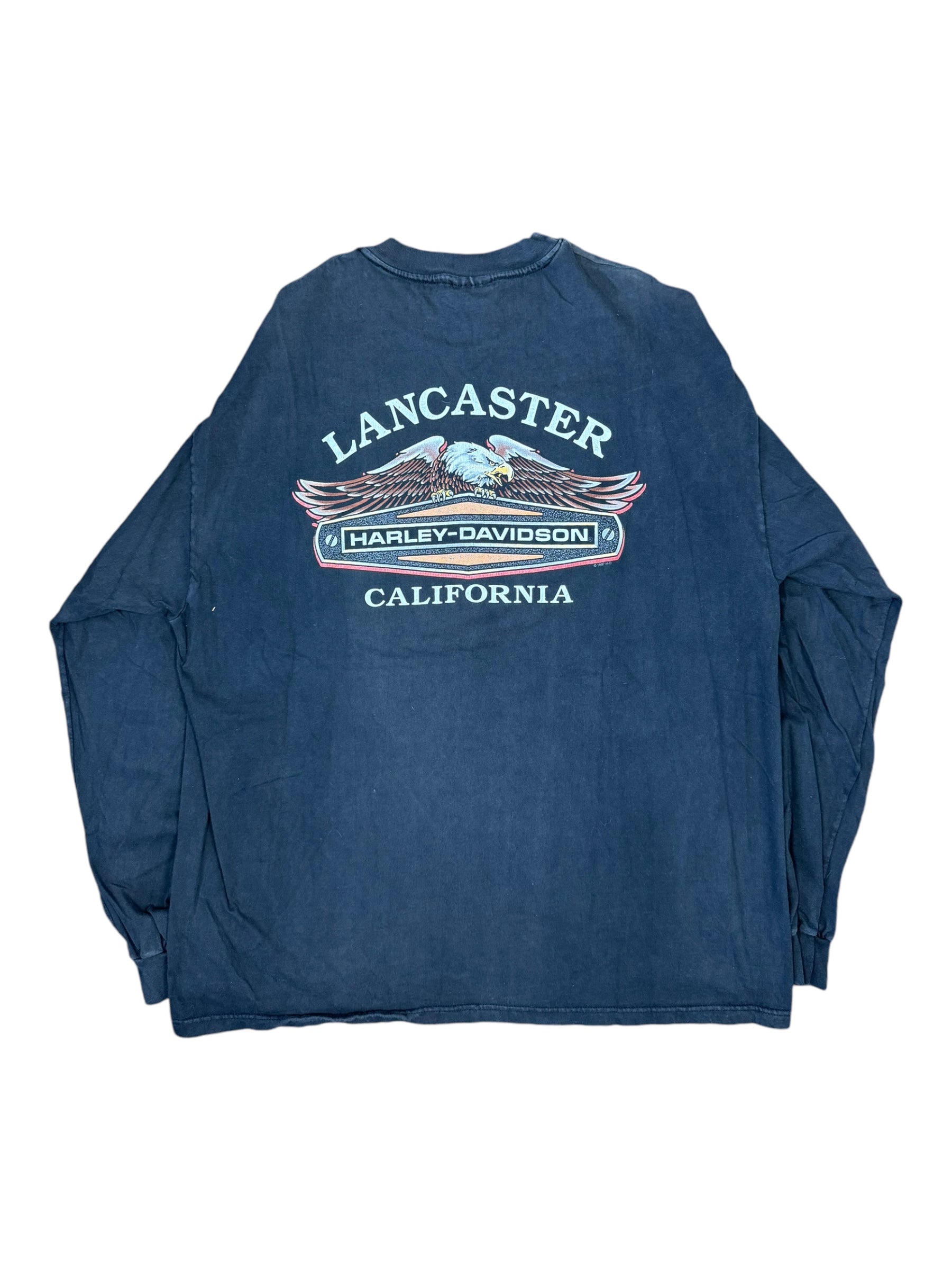 Harley Davidson 90s Black Twin Cam 88 Cubic Inches Longsleeve Hanes Beefy Size XXL