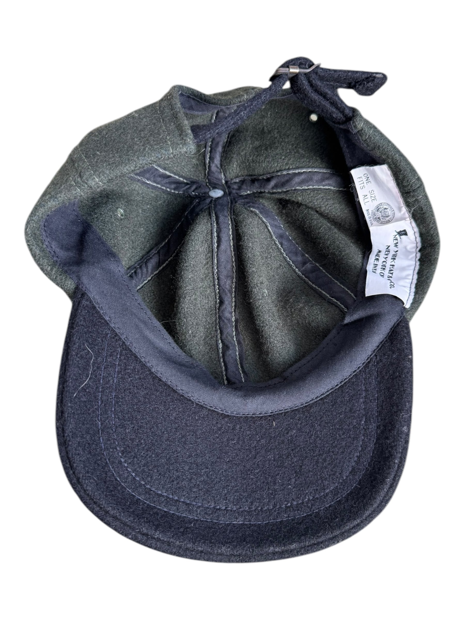 New York Hat And Cap Co. Green Wool Baseball Cap Union Made USA