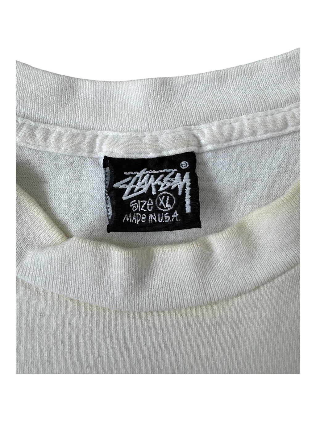 Stussy 90s White Old Skool Crew Back Hit Size XL