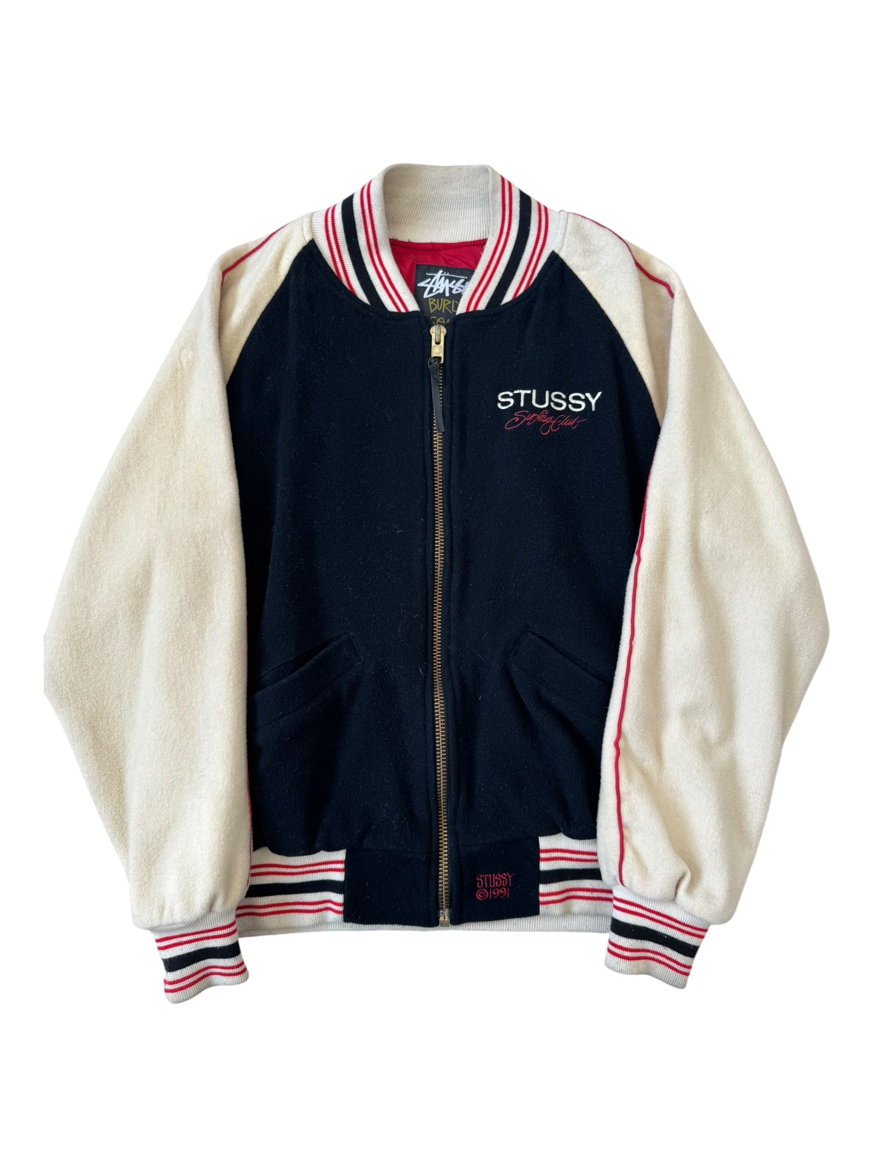 Stussy 90s 1991 Surf Jacket Fleece Burly Gear Size Medium