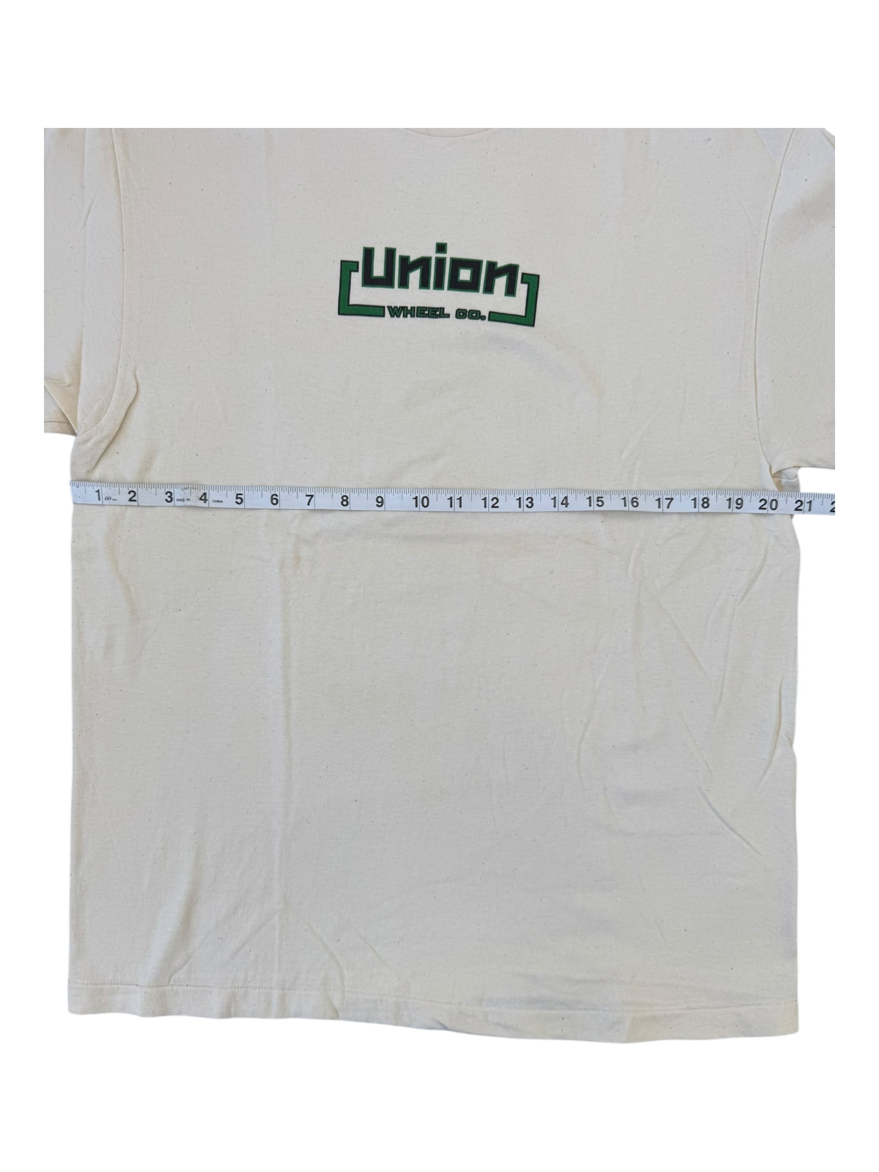 Union Wheel Co. 90s Tan Logo T-Shirt Hanes Beefy Tag Size Large