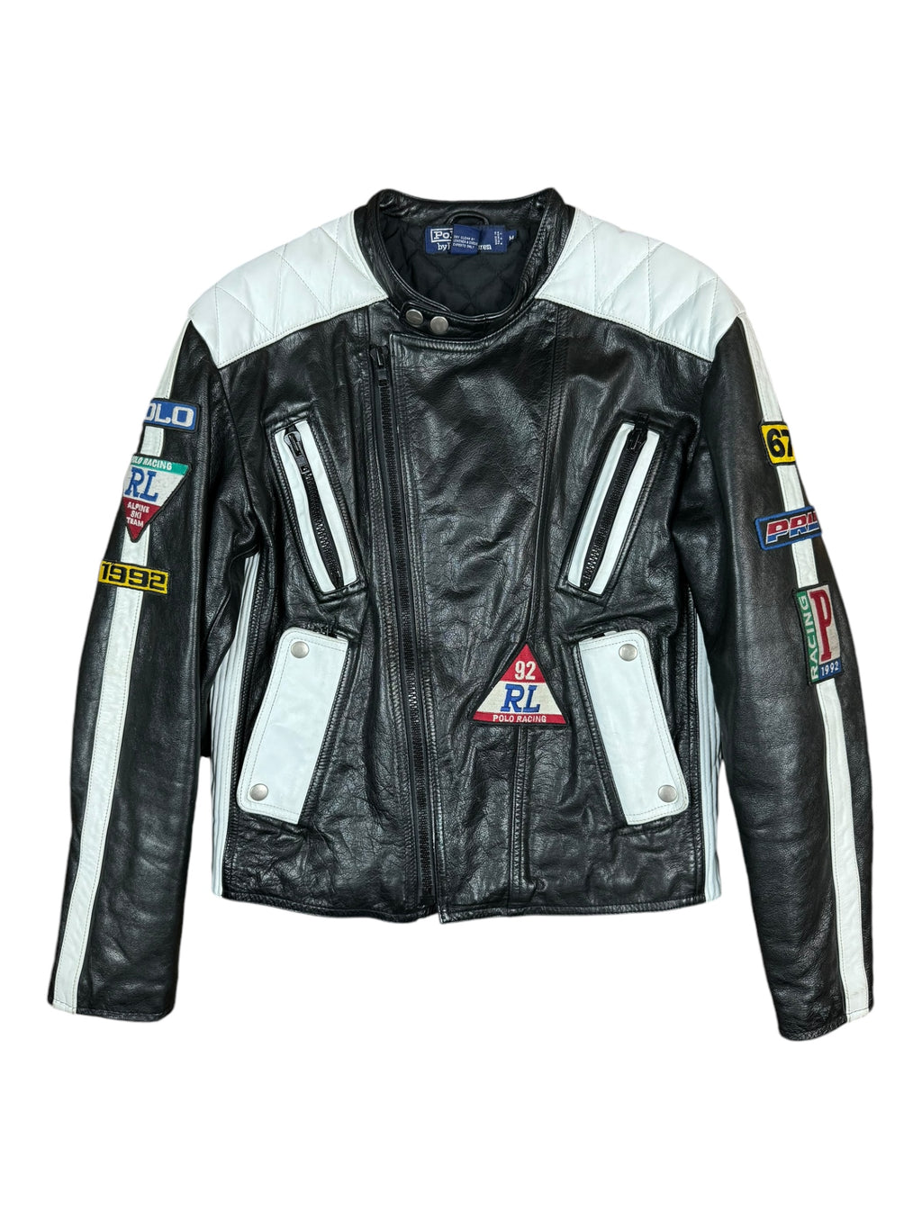 Polo Ralph Lauren 90s 1992 Alpine Ski Team Racing Leather Jacket Size Medium