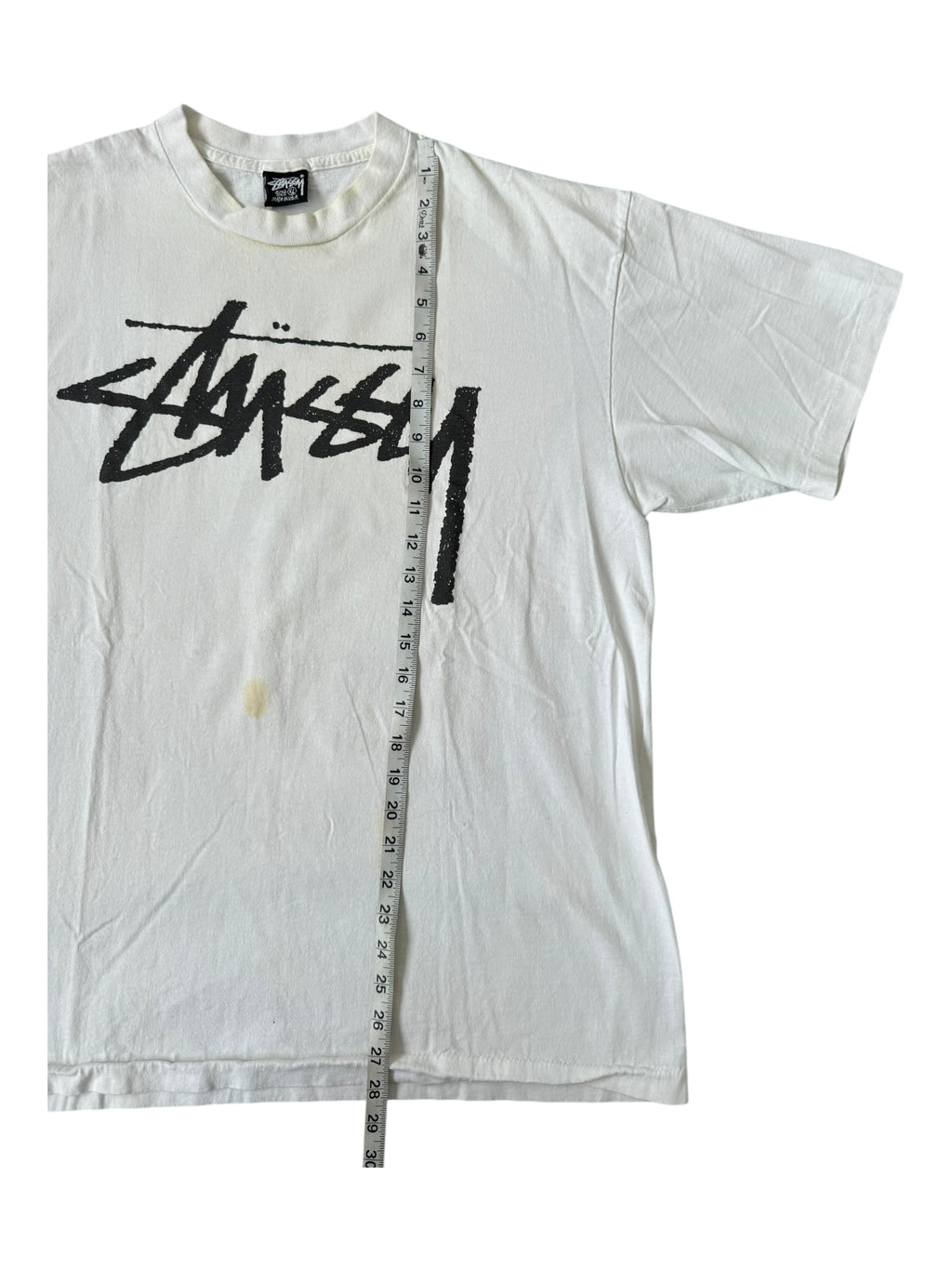 Stussy 90s White Old Skool Crew Back Hit Size XL